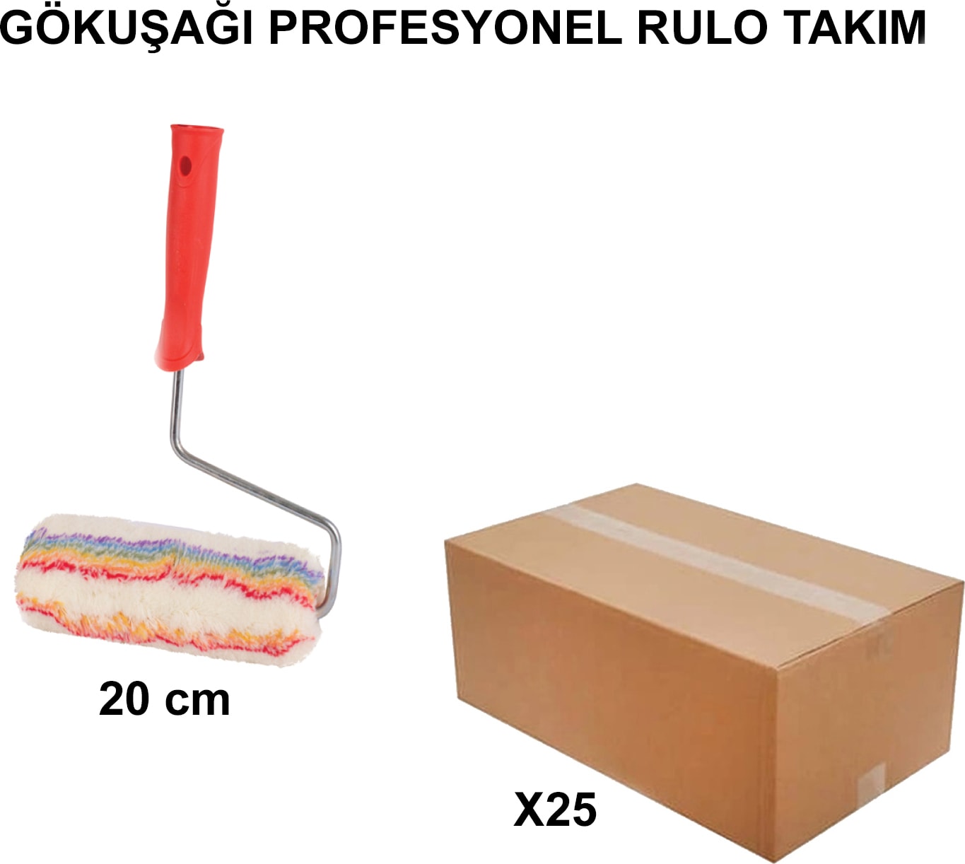 İZMİR FIRÇA Izmir Fırça Arge Toptan Gökkuşağı Profesyonel Rulo Takım 20 Cm-25 Adet 011595