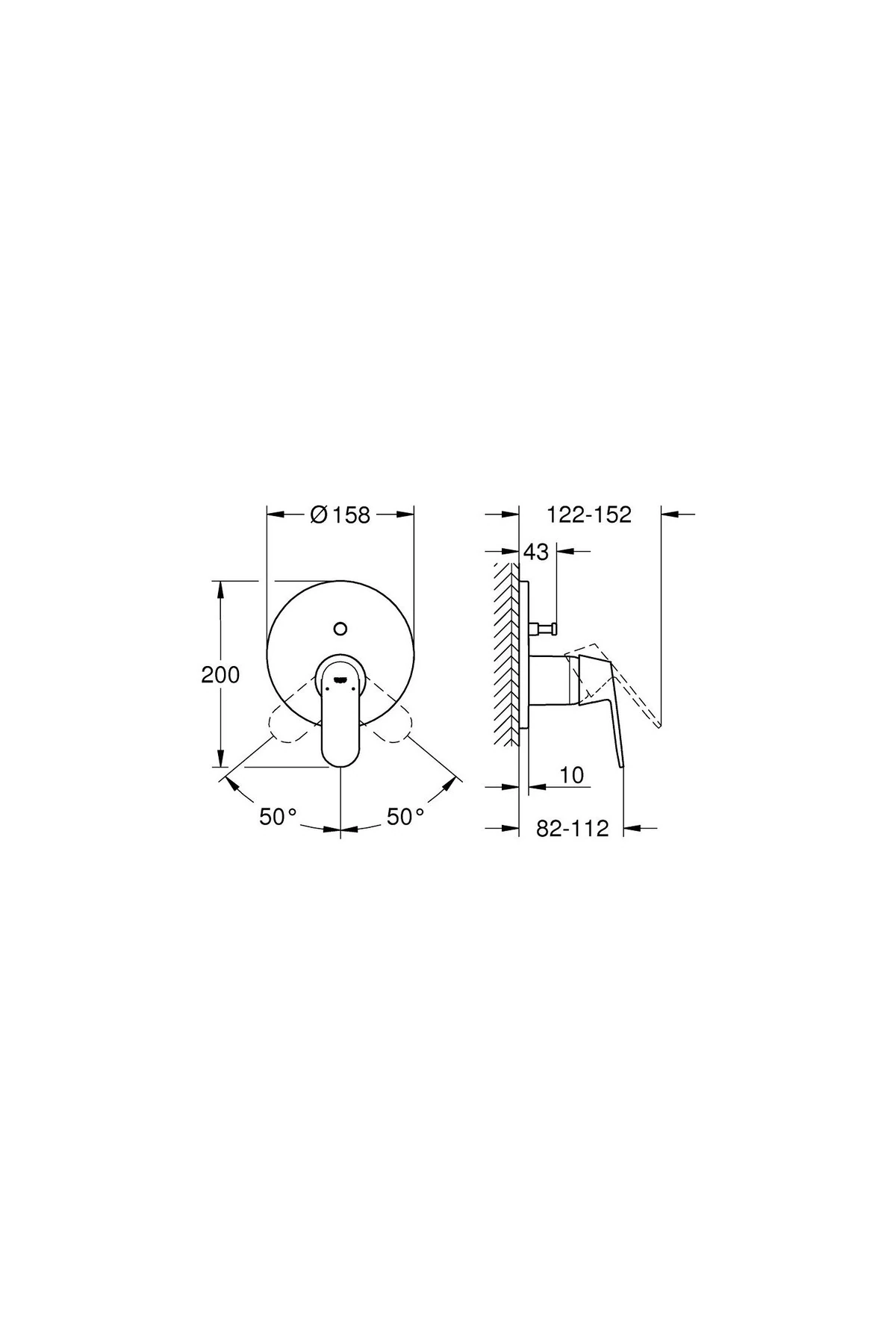 Eurosmart Cosmo. Ankastre Banyo Duş Bataryası 2 Çıkışlı Divertörlü- 24045000