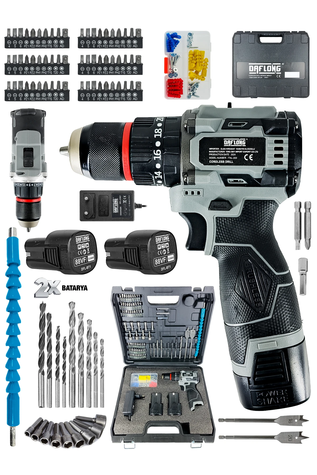 PRO ÇELİK ÖZEL SERİ 84 PARÇA KÖMÜRSÜZ GÜÇLENDİRİLMİŞ MOTOR ŞARJLI ARMUT BATARYA MATKAP