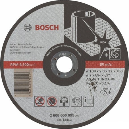 BOSCH - Expert Serisi Inox (Paslanmaz Çelik) İçin Düz Kesme Diski (Taş) - As 46 T Inox Bf, 180 Mm, 2,0 Mm
