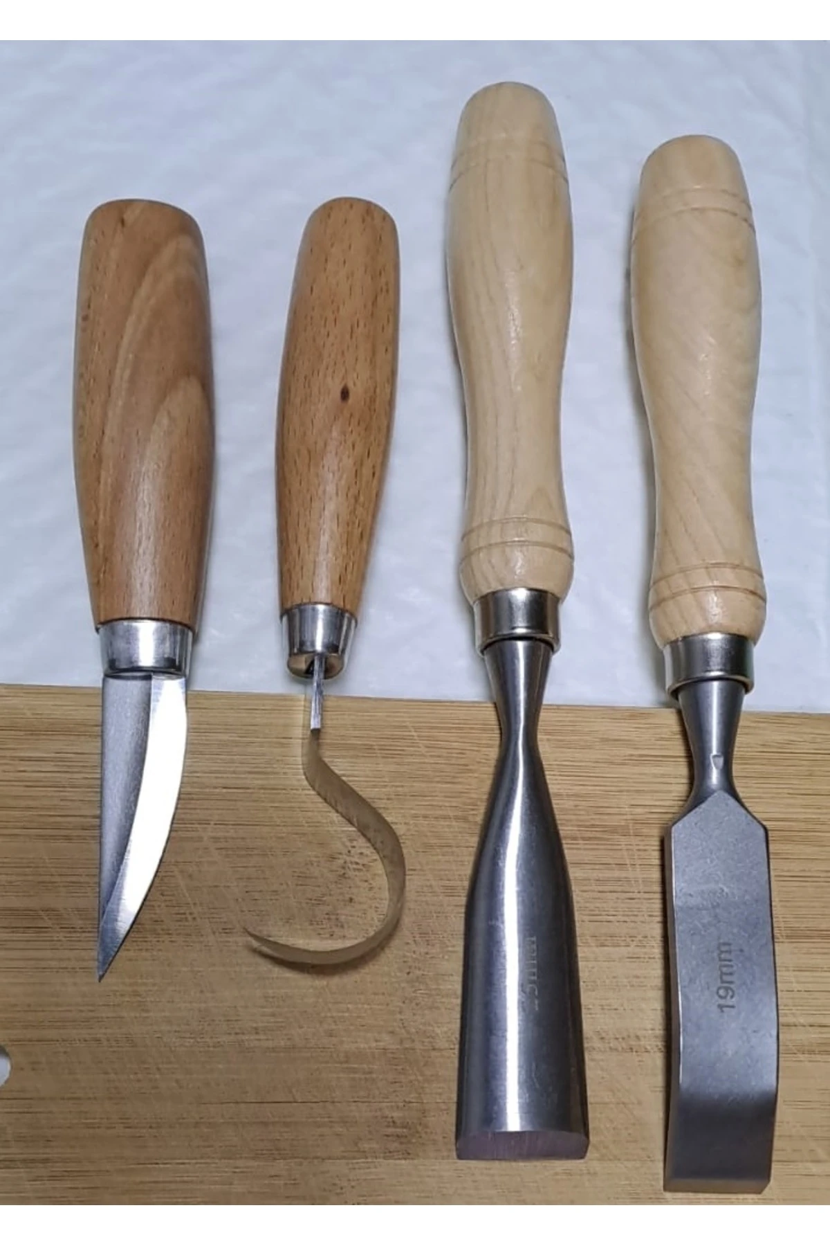 Ahşap oyma ıskarpela alet seti Kaşık Heykel Kuksa oval düz Oyma yontma kıvrık Bıçak 4 lü
