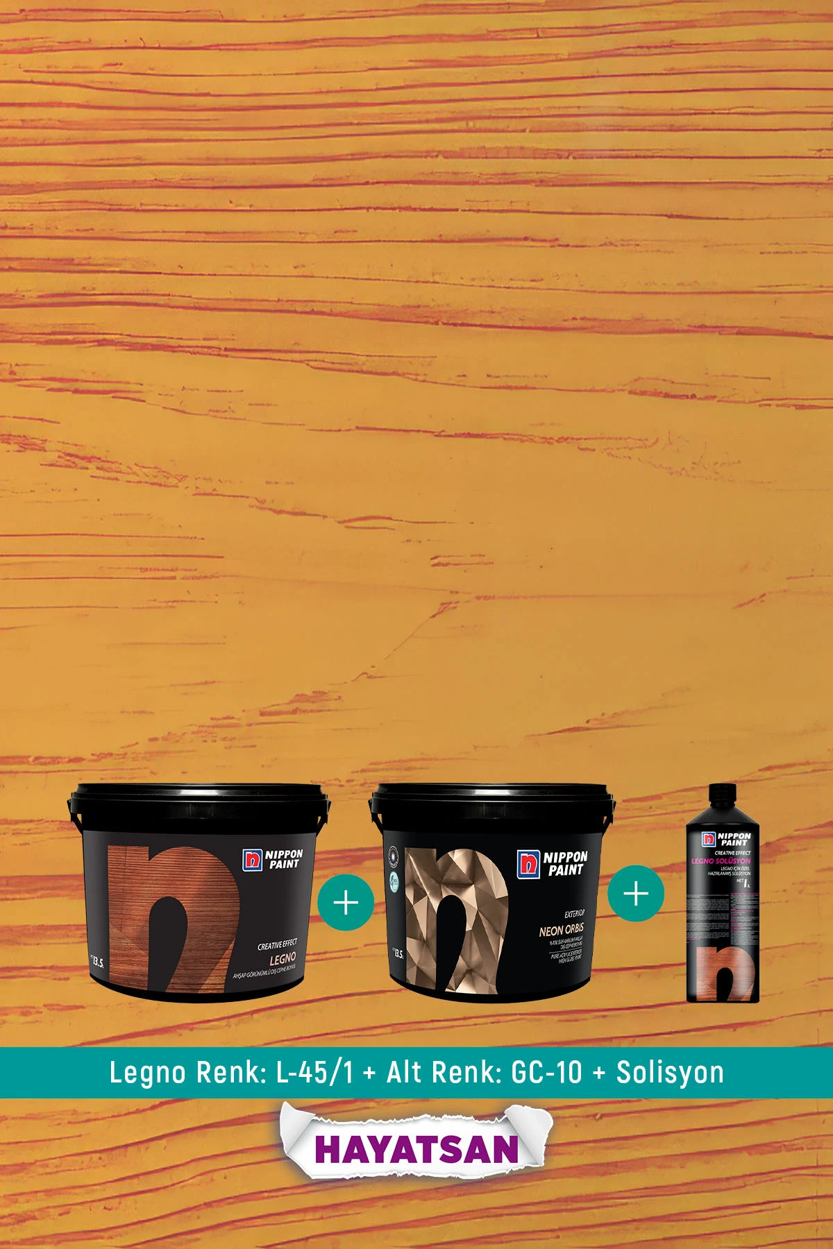 LEGNO FULL PAKET#2: Ahşap Dokusu ile Dekoratif Dış Cephe Boyası + LEON ORBİS + SOLÜSYON