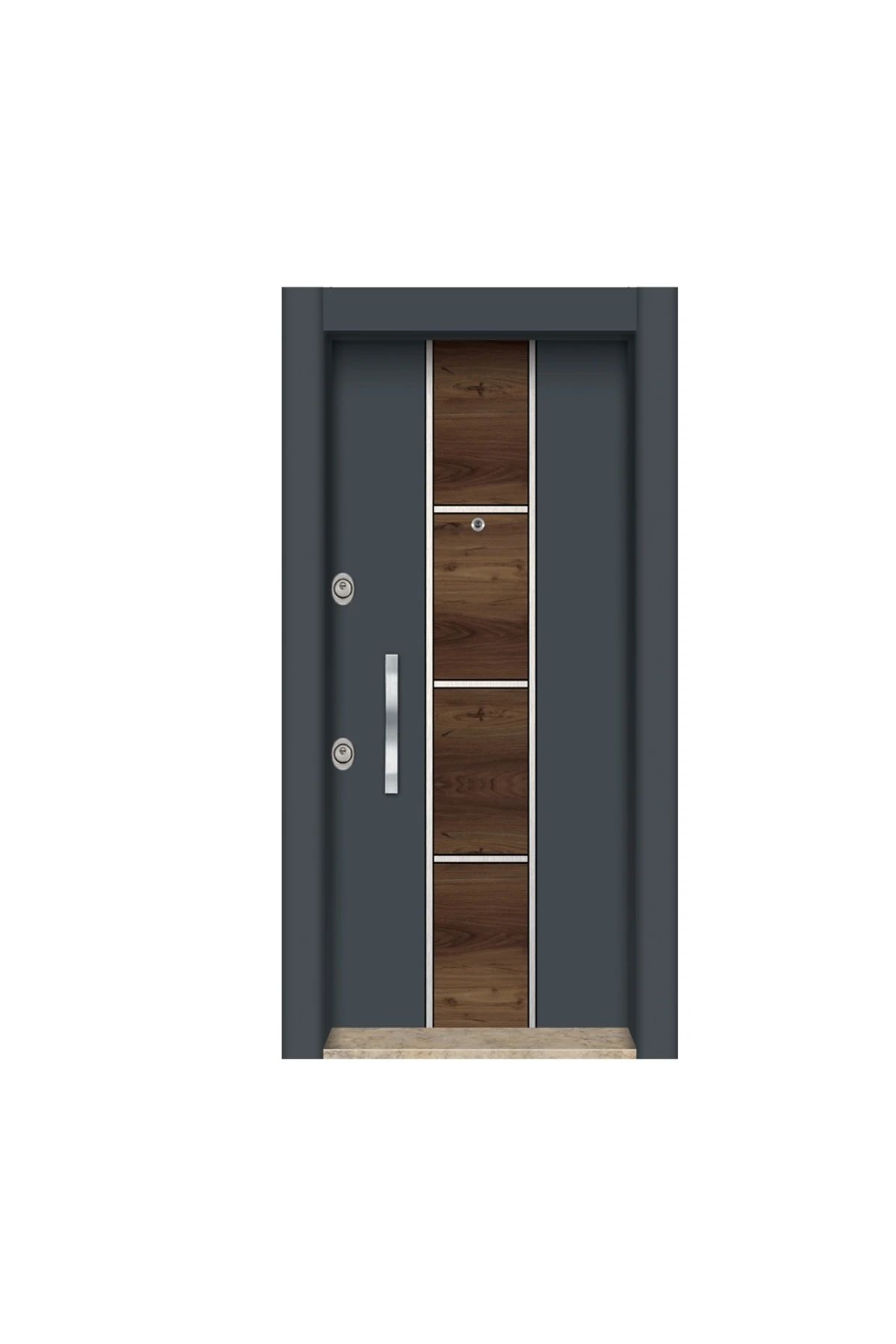 Antrasit Çelik Kapı Gizli Ayarlı Tırnaklı Sistem Hemen Teslim Sol Açılım