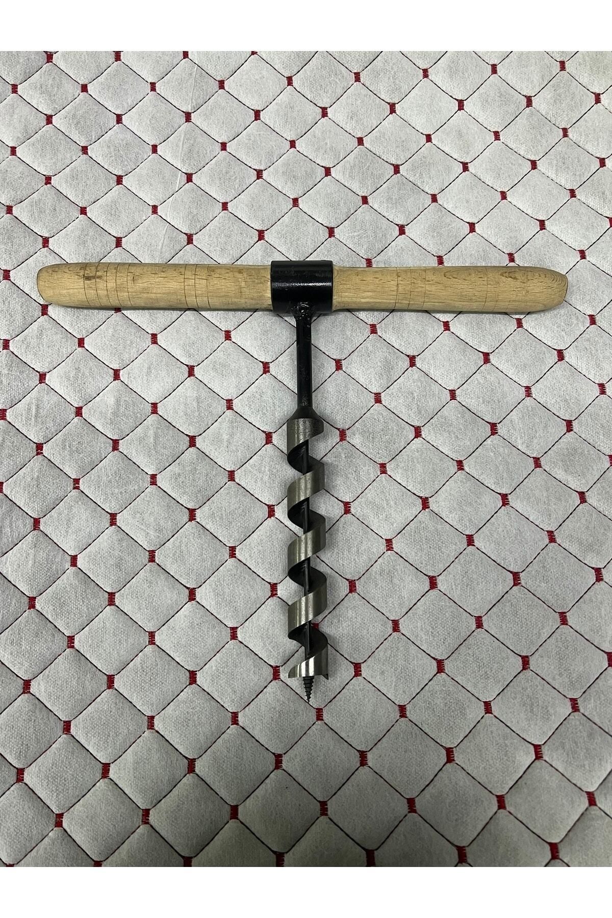 El Burgusu Ahşap Saplı El Matkabı Kamp Ekipmanı 24mm