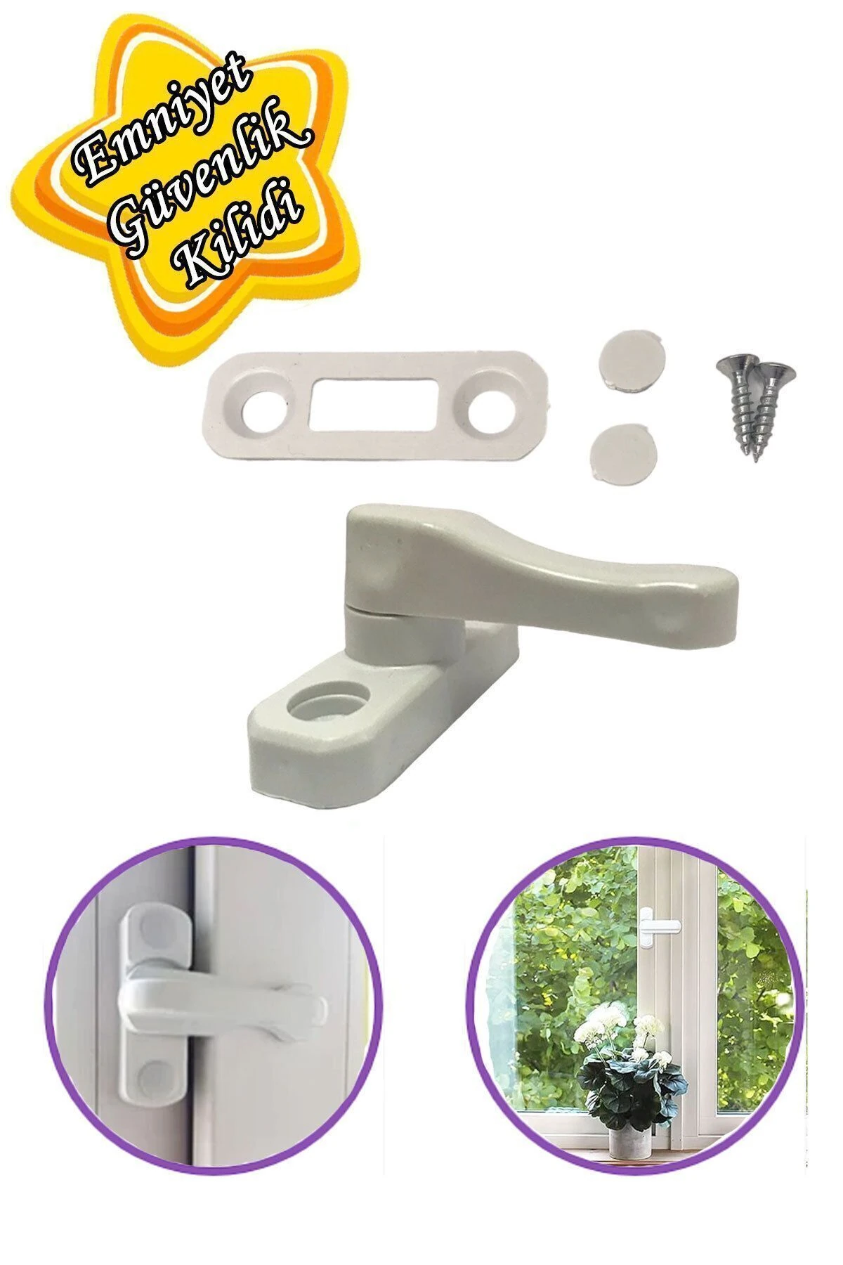Güvenlik Kilidi Bebek Çocuk Pvc Kapı Pencere Emniyet Kilidi Mandalı Cam Hırsız Kilidi Beyaz