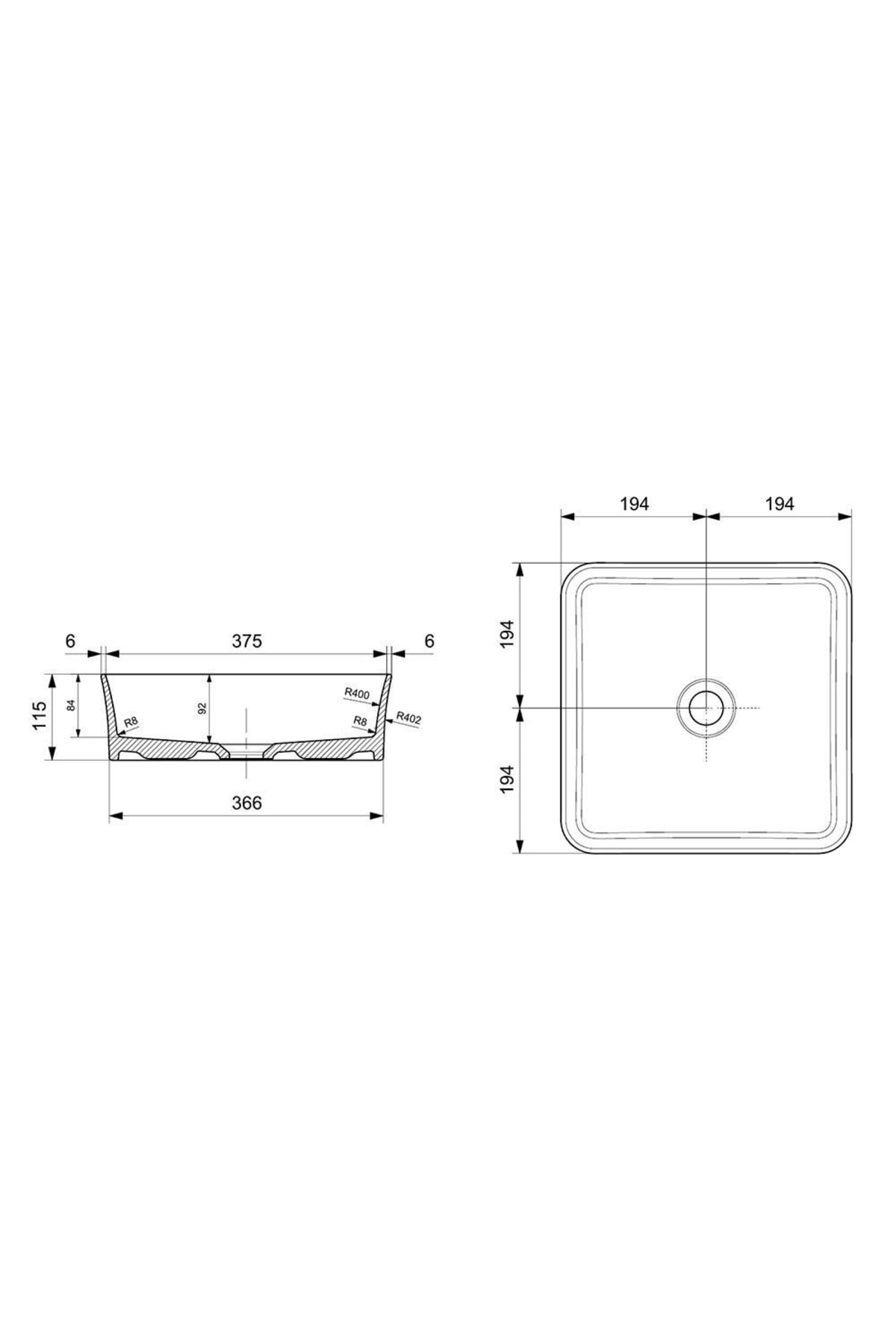Sottile Slim Line Çanak Lavabo 38 Cm Mat Antrasit 1477-020-0125