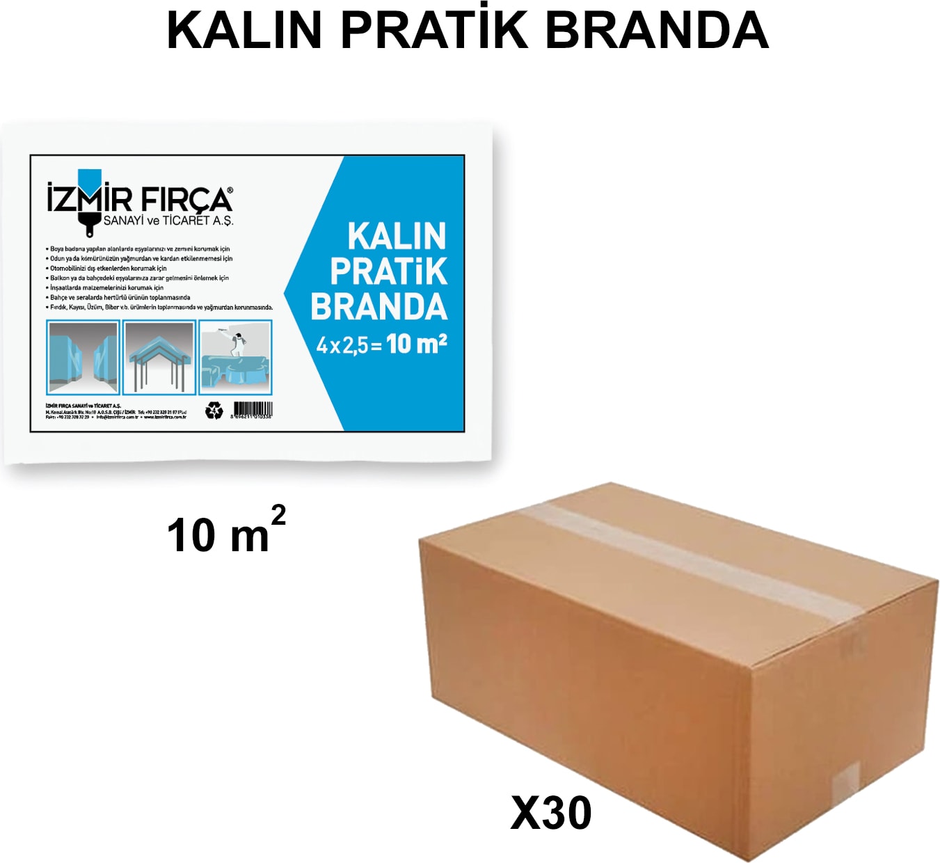 Izmir Fırça Arge Toptan Kalın Pratik Branda 10 M2 -30 Adet 010338
