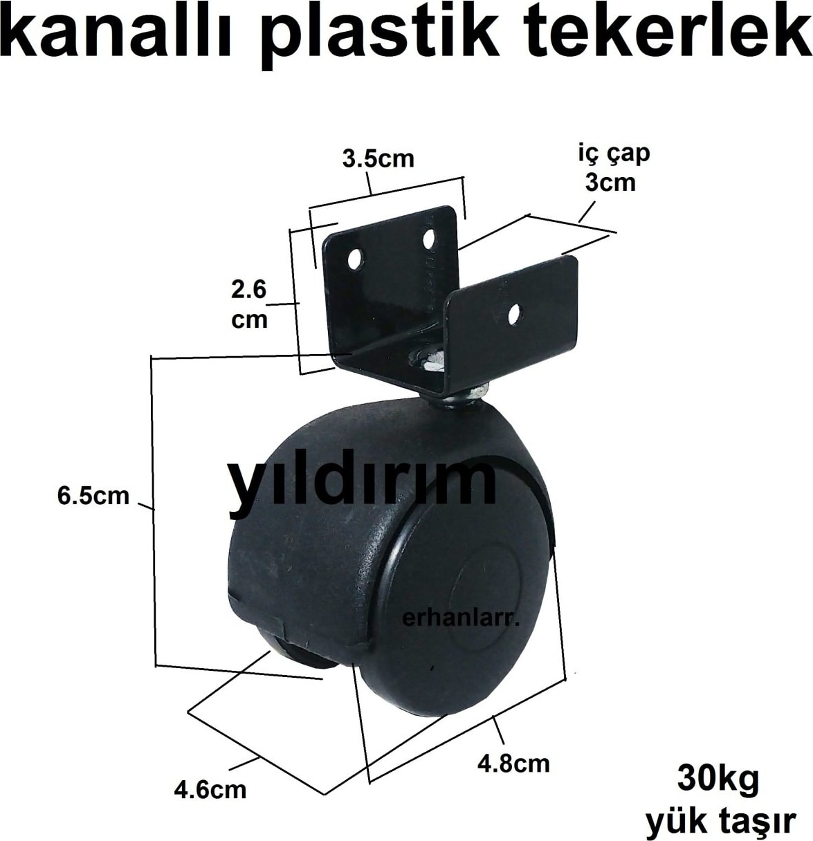 Tekerlek 4 Adet Sehpa Masa Teker Kanallı Küçük Boy Plastik Siyah Tekerlek