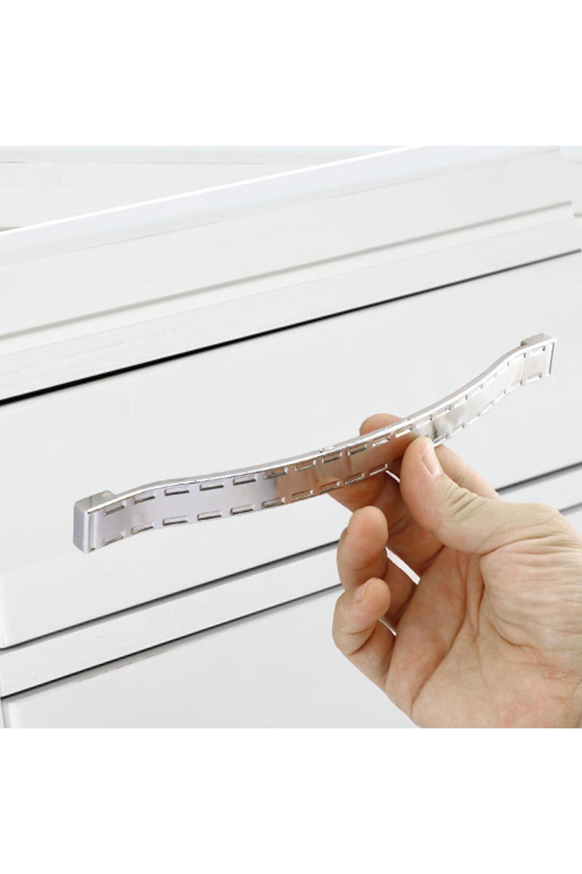 BADEM10 Akasya Krom 224 Mm - 22.4 Cm Metal Mobilya Mutfak Çekmece Dolabı Dolap Kulpu Kulbu Kulpları 10 Adet