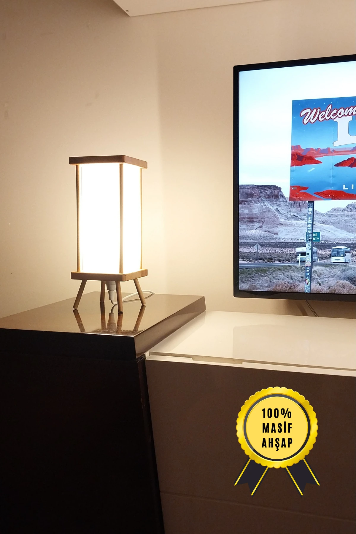 Aç-kapa Anahtarlı Lambader, Abajur, Hediyelik Gece Lambası, Abajur, Ahşap Lambader