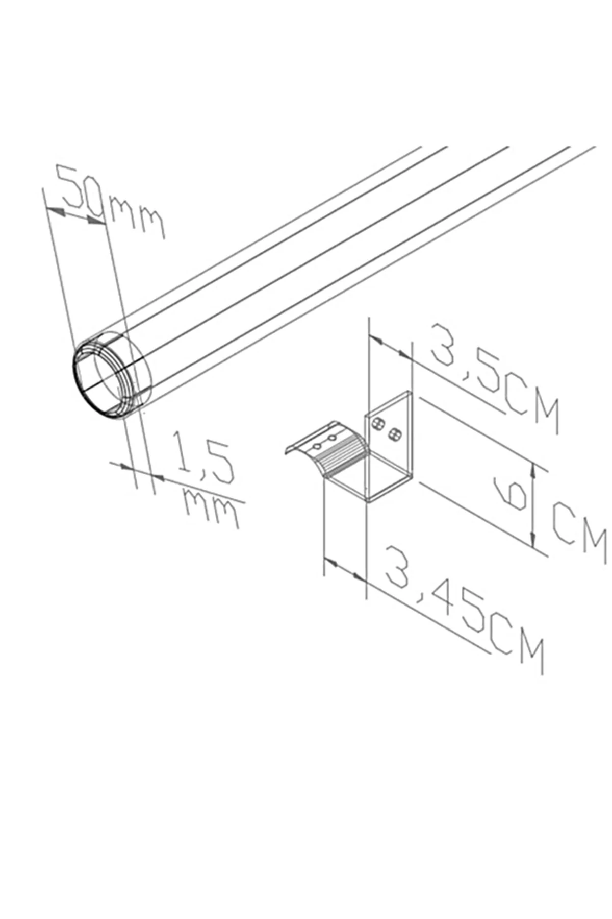Alüminyum Merdiven Tutamak Korkuluk Yaşlı Engelli Duvar Tutamağı 250 Cm. Istenilen Ölçüde