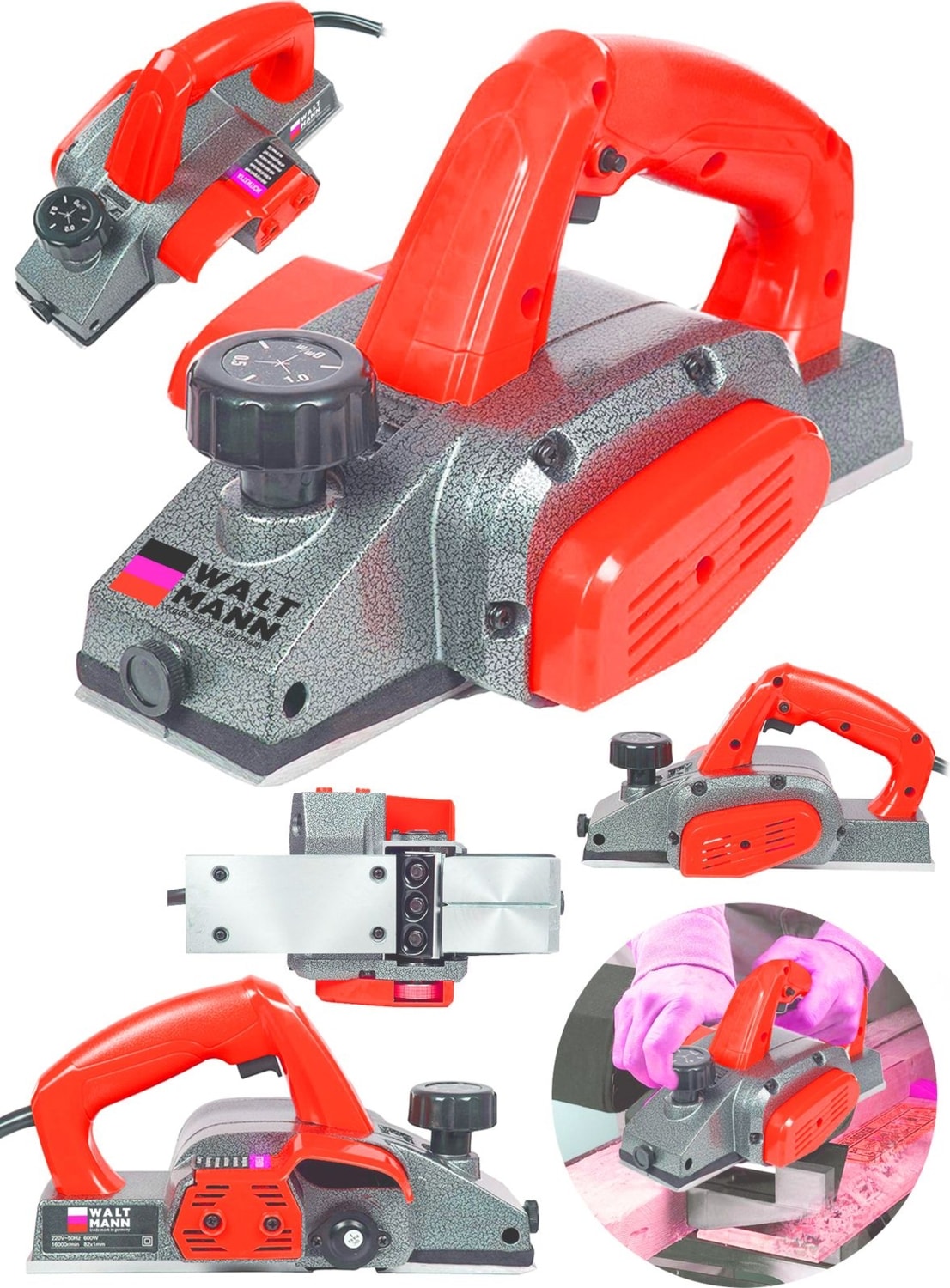 4200 W Sjs Bakir Sargili Metal Sanziman Motor Korumali Cift Bicakli Planya Makinesi Kırmızı