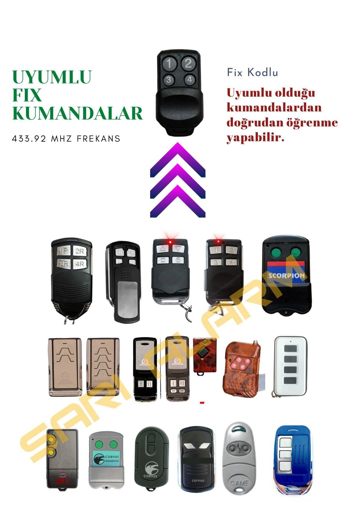 Rolling (NİCE, BFT, HİLAND VB) Olabilen Fıx Akıllı Kumanda Garaj Kepenk Bariyer Kumandası