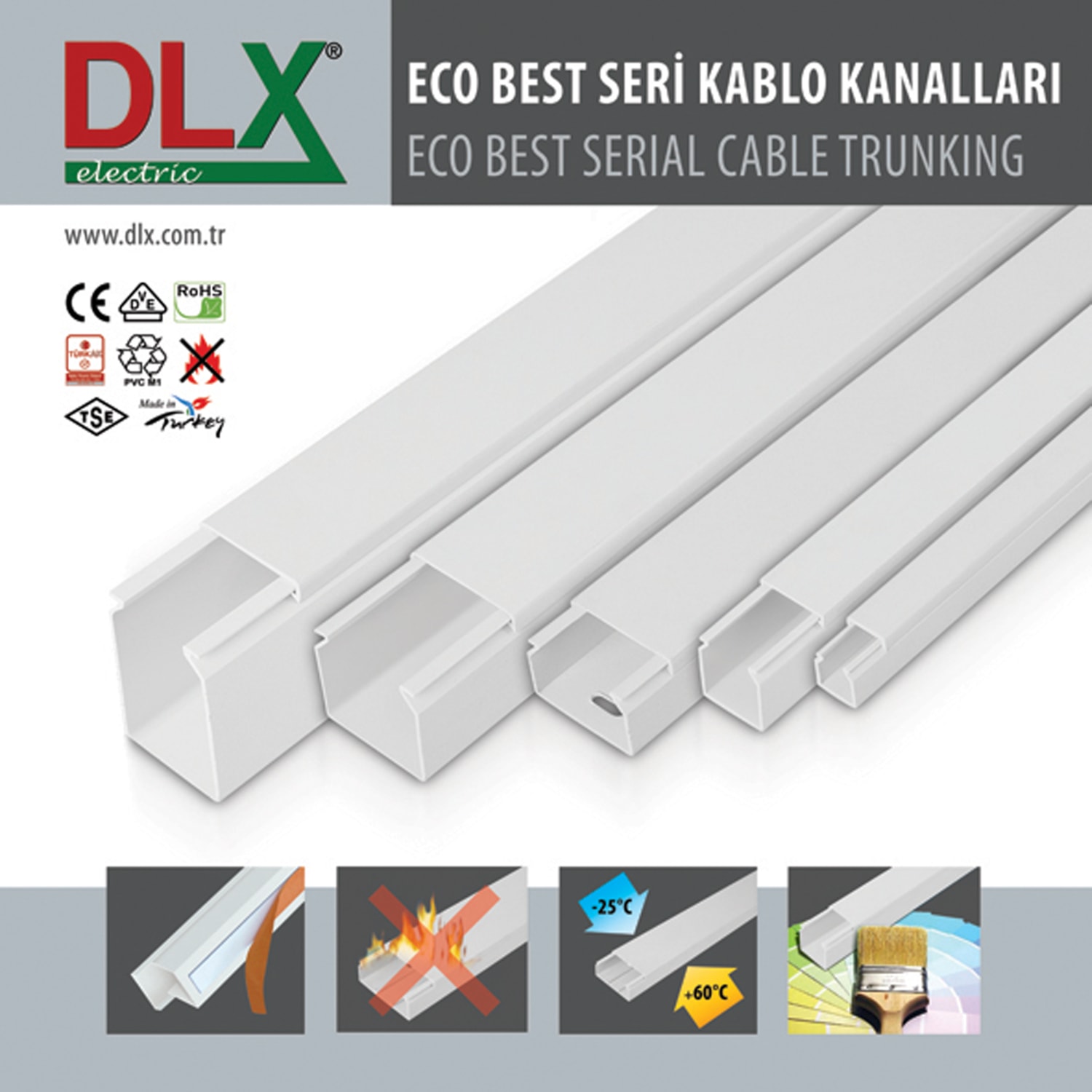 25X25 Yapışkanlı Kablo Kanalı 4 Boy 8 Metre