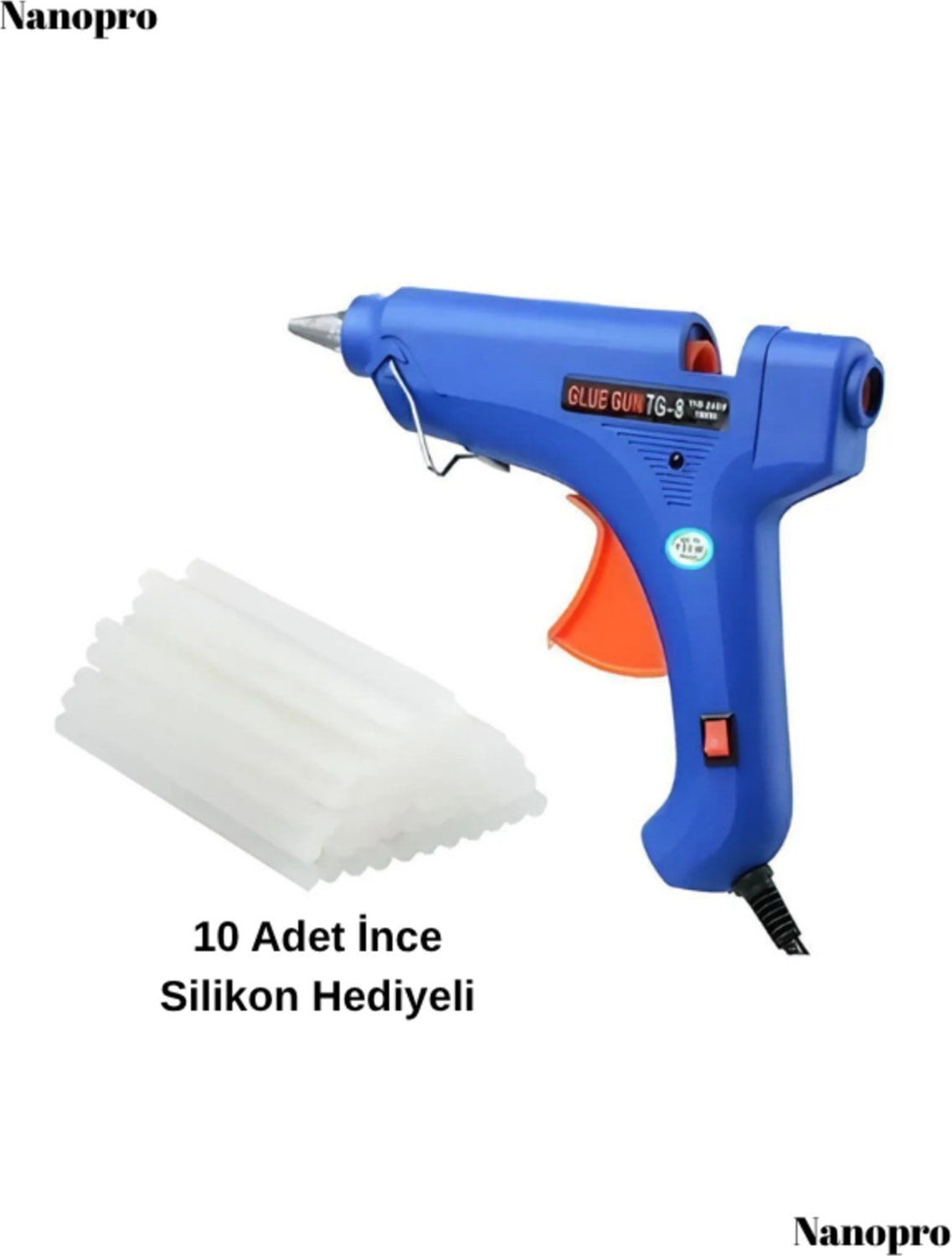 Sıcak Kalın Mum Silikon Tabancası 20WATT Anahtarlı Yeşil 5 Mum Cn