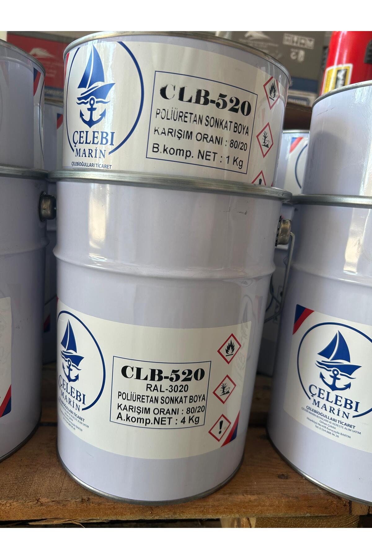 ÇELEBİ MARİN POLİÜRETAN SON KAT BOYA RAL3020 KIRMIZI 5 KG