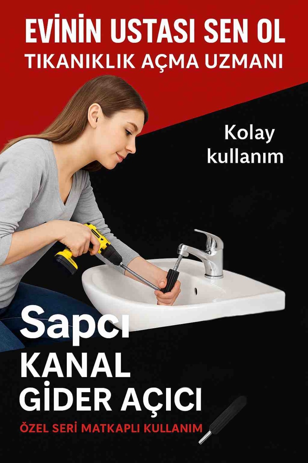 Premium Özel Seri Matkap Ucu Lavabo , Gider , Boru ve Tıkanıklık Açma Spirali 3 Metre 2 Adet Susta