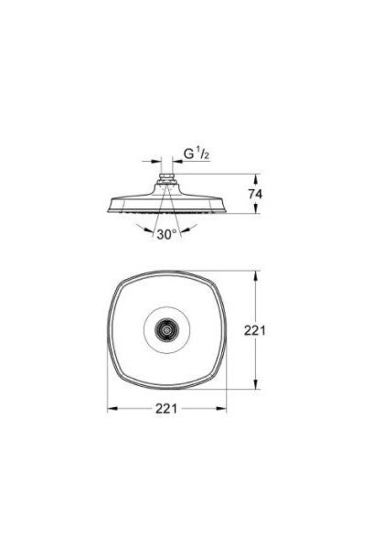 Grandera 210 Tepe Duşu 1 Akışlı 22x22 Cm - 27974ıg0