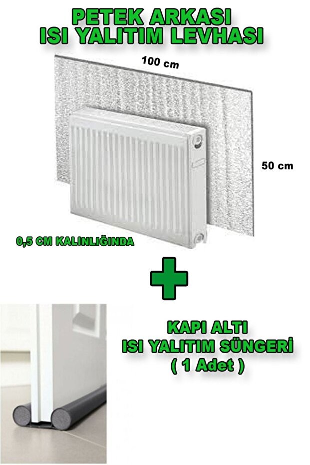 Kalorifer Peteği Arkası Isı Yalıtım Ve Izolasyon Levhası Radyatör Arkalığı +kapı Altı Rüzgarlık
