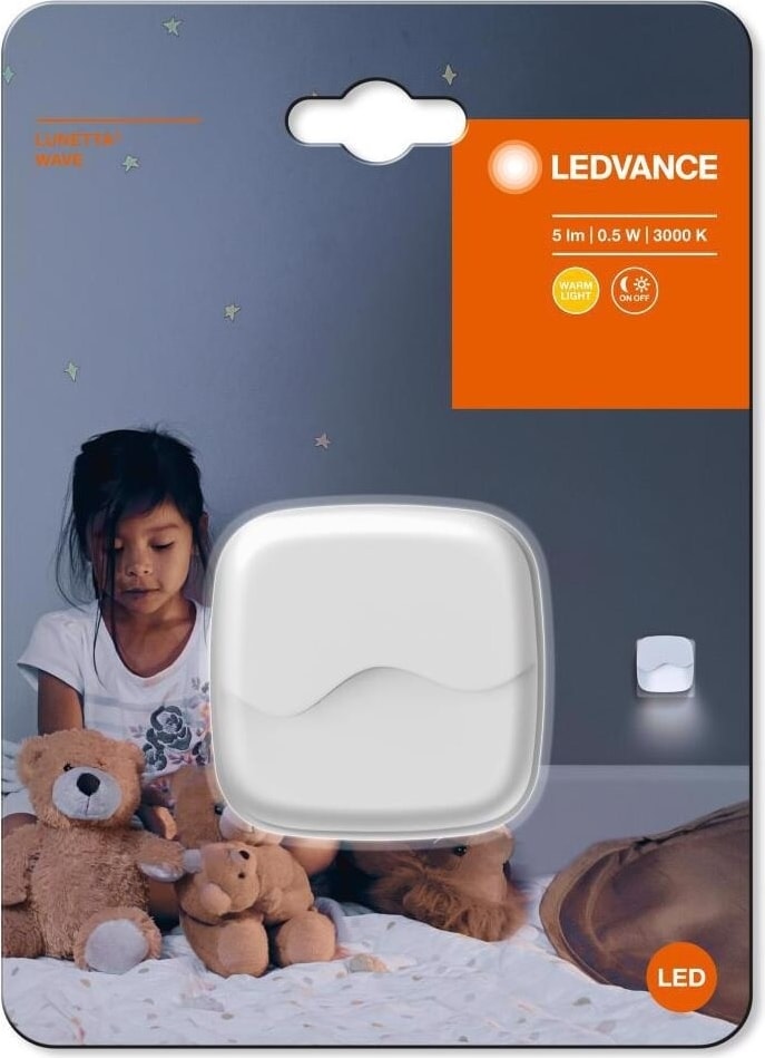 Lunetta Wave Çocuk Gece Lambası Sıcak Beyaz Işık 0,5W 5lm Otomatik Açılıp Kapanma