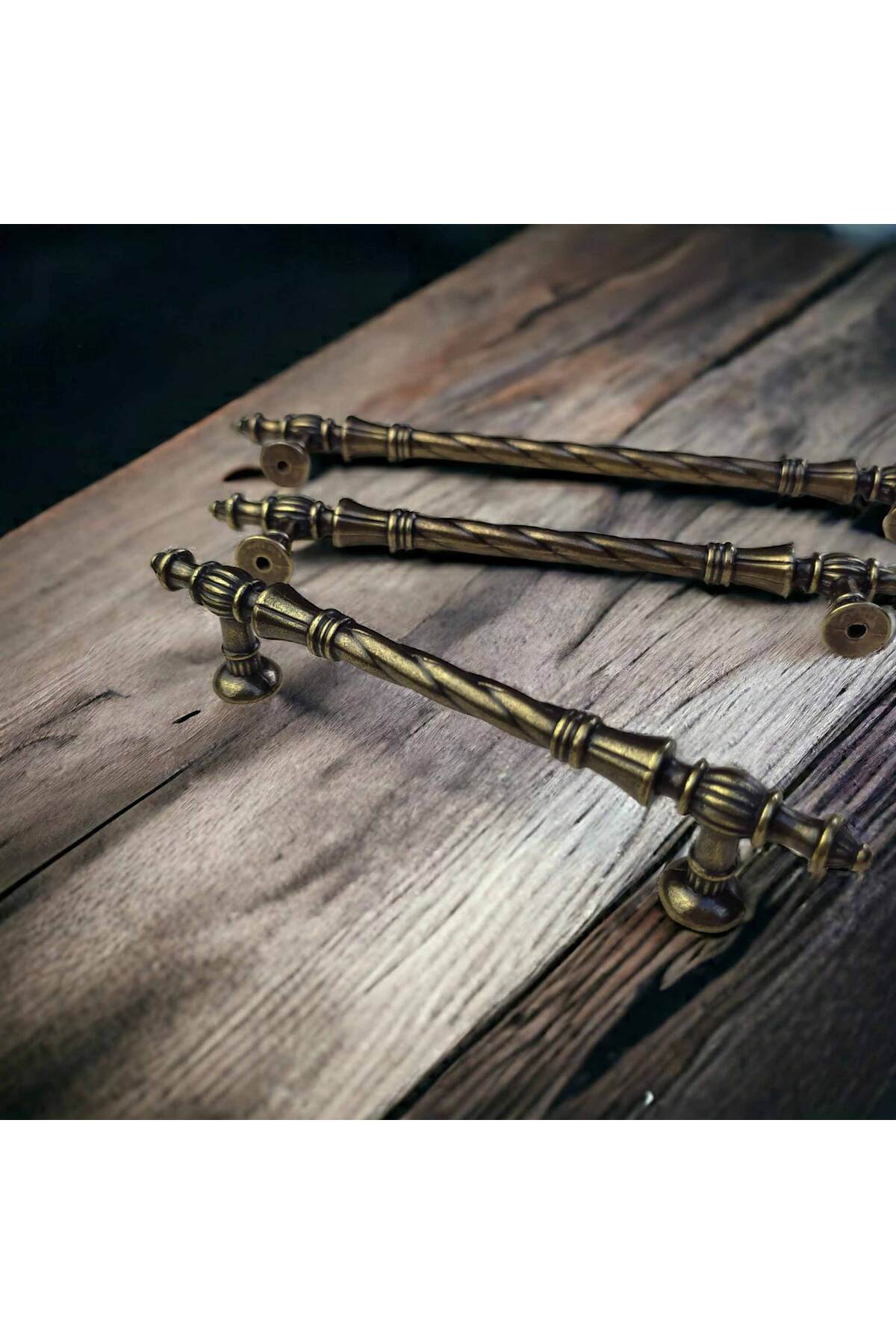 128 mm Burgu Serisi Antik Sarı Dolap ve Çekmece Kulpu, Metal Eskitme Dolap ve Çekmece Kulpları
