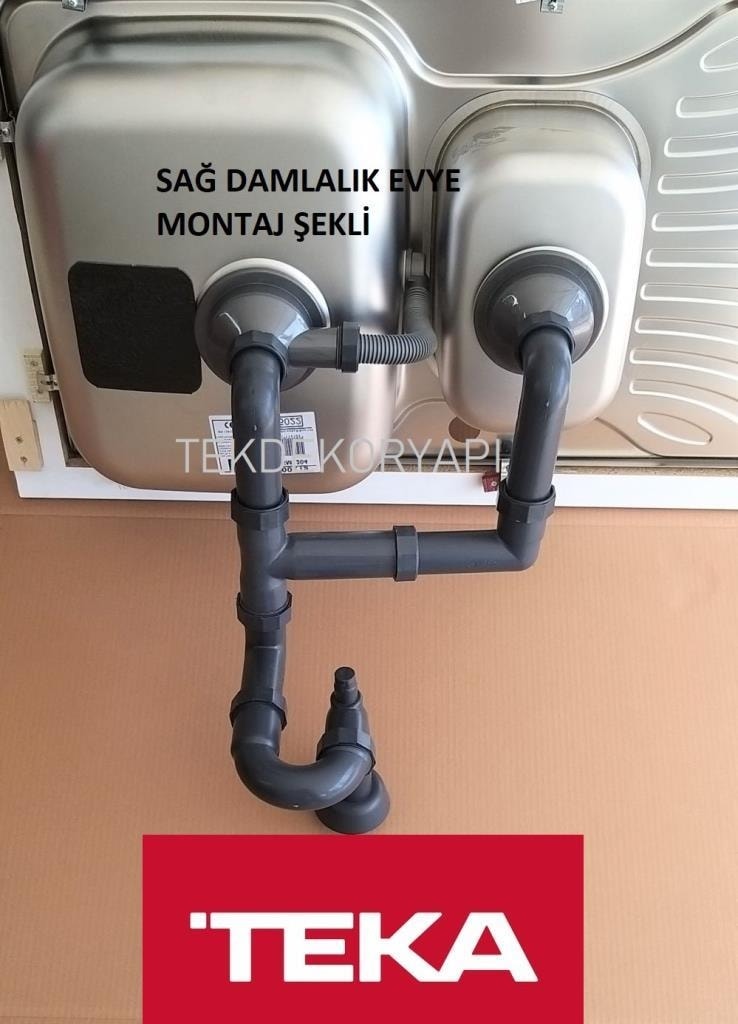 TEKDEKOR TEKA ORJİNAL 1,5 GÖZ TAŞMALI EVYE SİFON TAKIMI