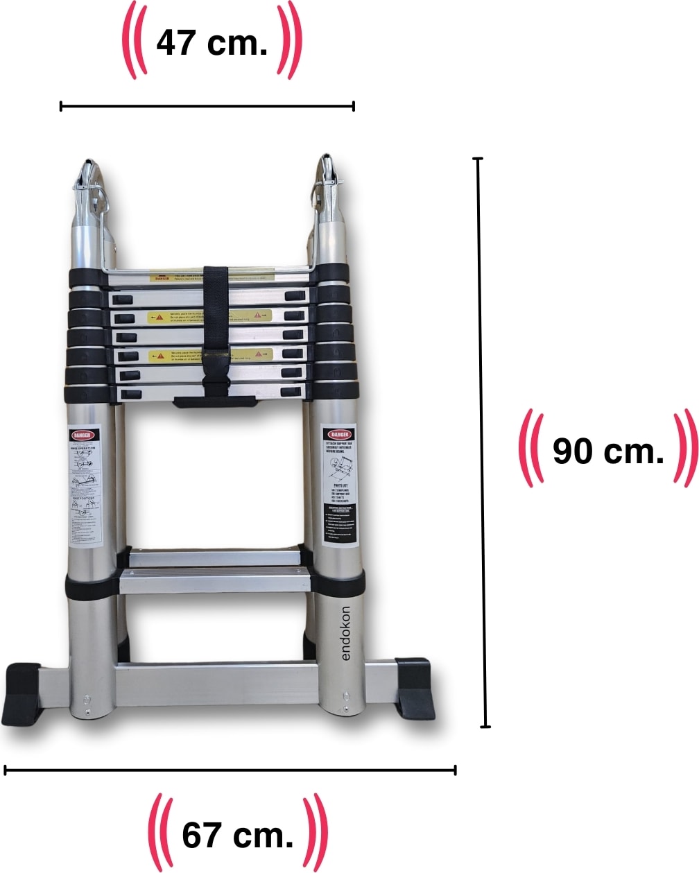 250 + 250 cm. - 8+8 Basamaklı Teleskobik / Teleskopik Merdiven - A Tipi Uzayan Merdiven