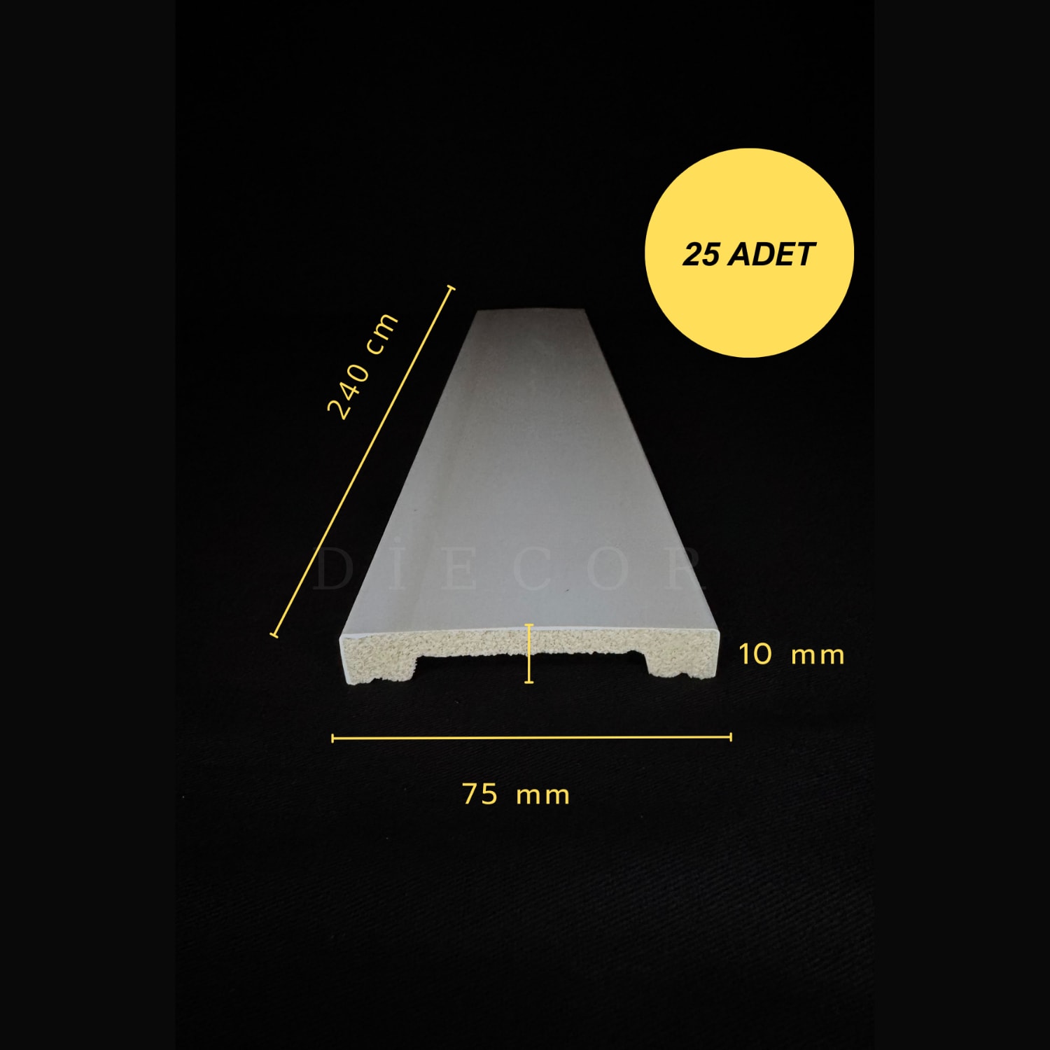 Dekoratif Boyanabilir 25 Adet 7,5 cm Polistren Duvar Çıtası