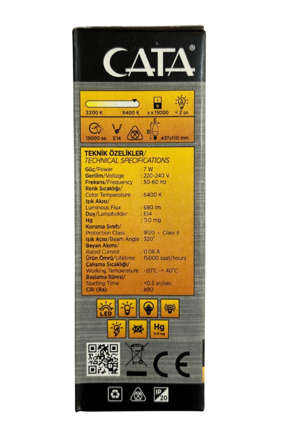 CT-4079 7W 6400K (Beyaz Işık) E14 Duylu Led Buji Ampul (10 Adet)