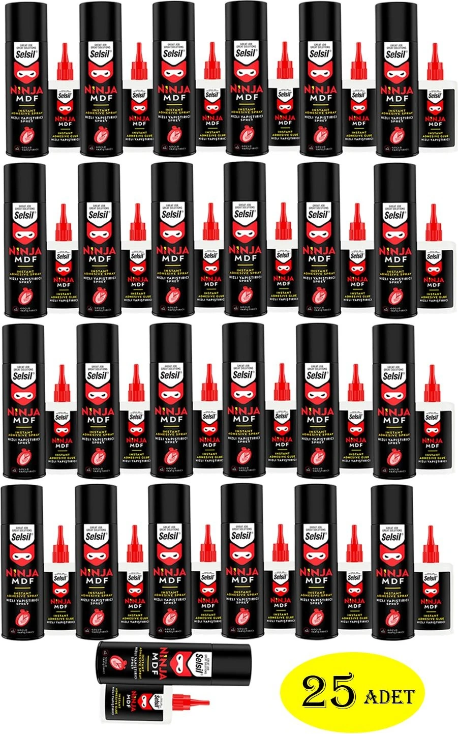 Ninja Mdf Hızlı Yapıştırıcı 25 Adet 200 Ml+50 gr (1 Koli)