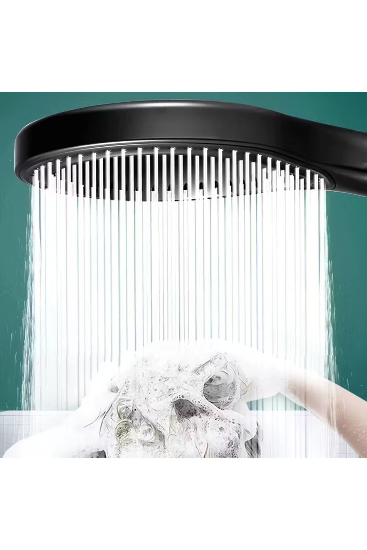 Siyah Yağmur Model Duş Başlığı Seti – Yüksek Basınçlı & Dayanıklı PVC Hortumlu + Yapıştırma Mafsal