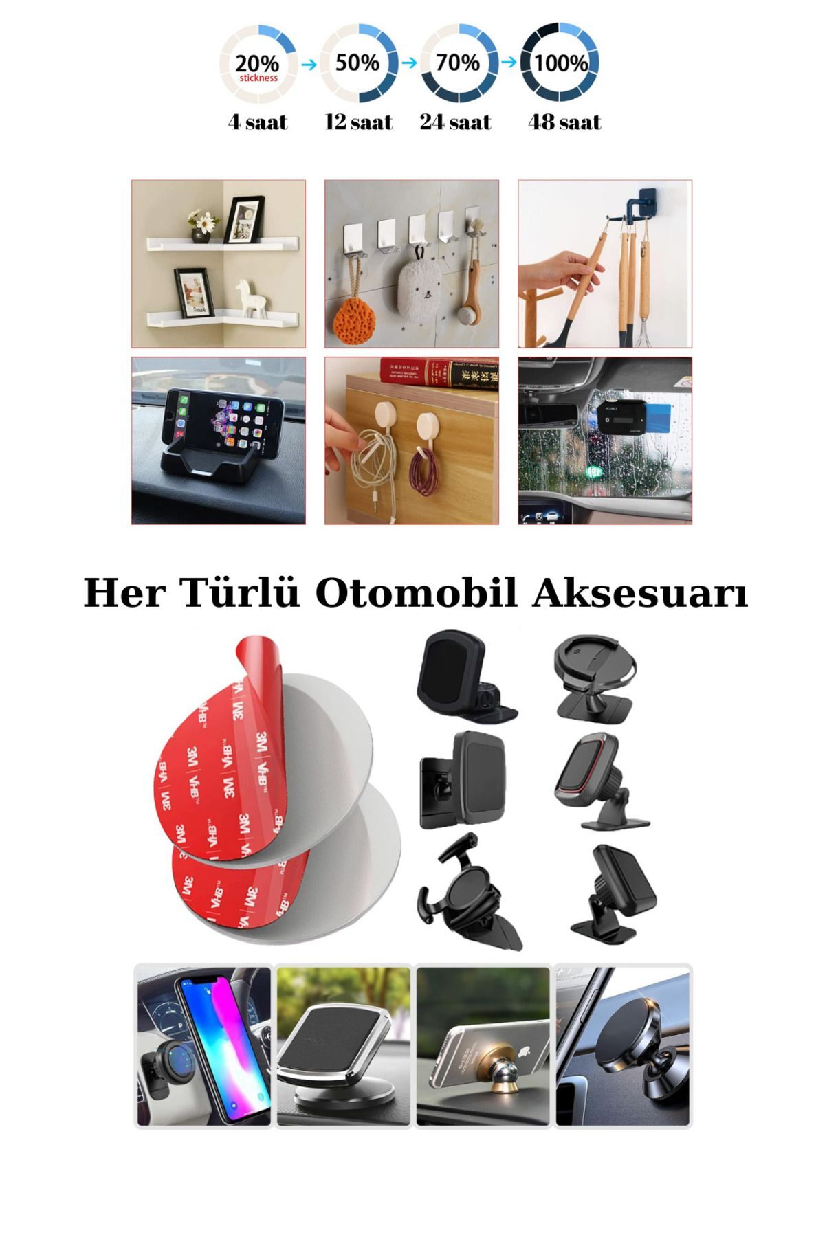 10x15x1mm Yedek Güçlü Çift Taraflı Vhb Bant Die Cut Kesim (50 ADET)
