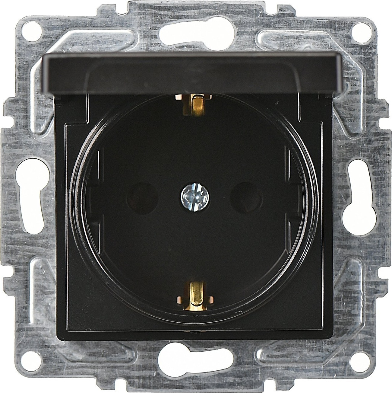 Eqona Metalik Siyah Kapaklı Top. Priz Mek.