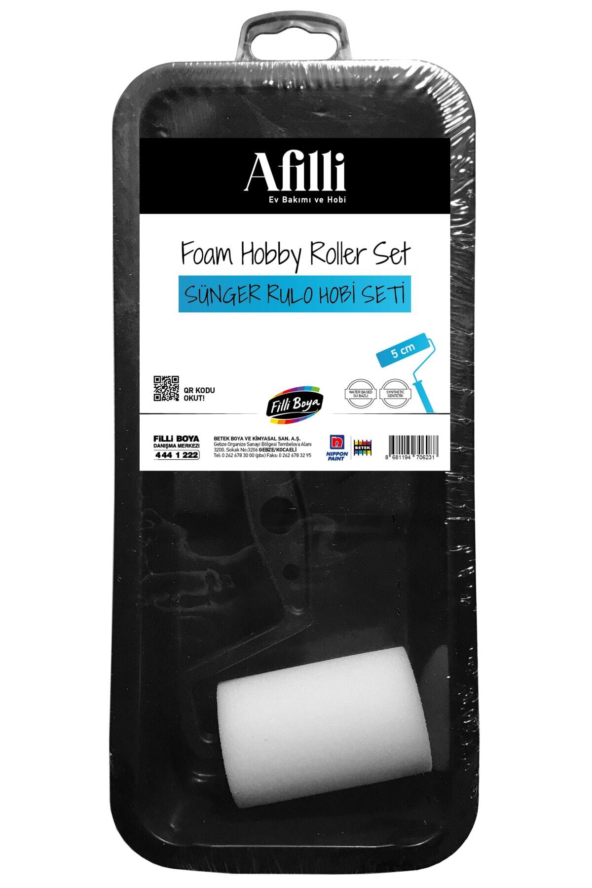 Afilli Sünger Rulo Hobi Seti-5 Cm Saplı Rulo+boya Tavası