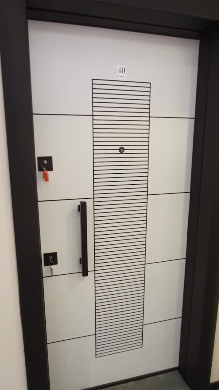 Çelik Kapı Modelleri Siyah Kasalı Rustik Çizgili Düz Model , Tırnaklı Sistem Daire Kapısı Sol