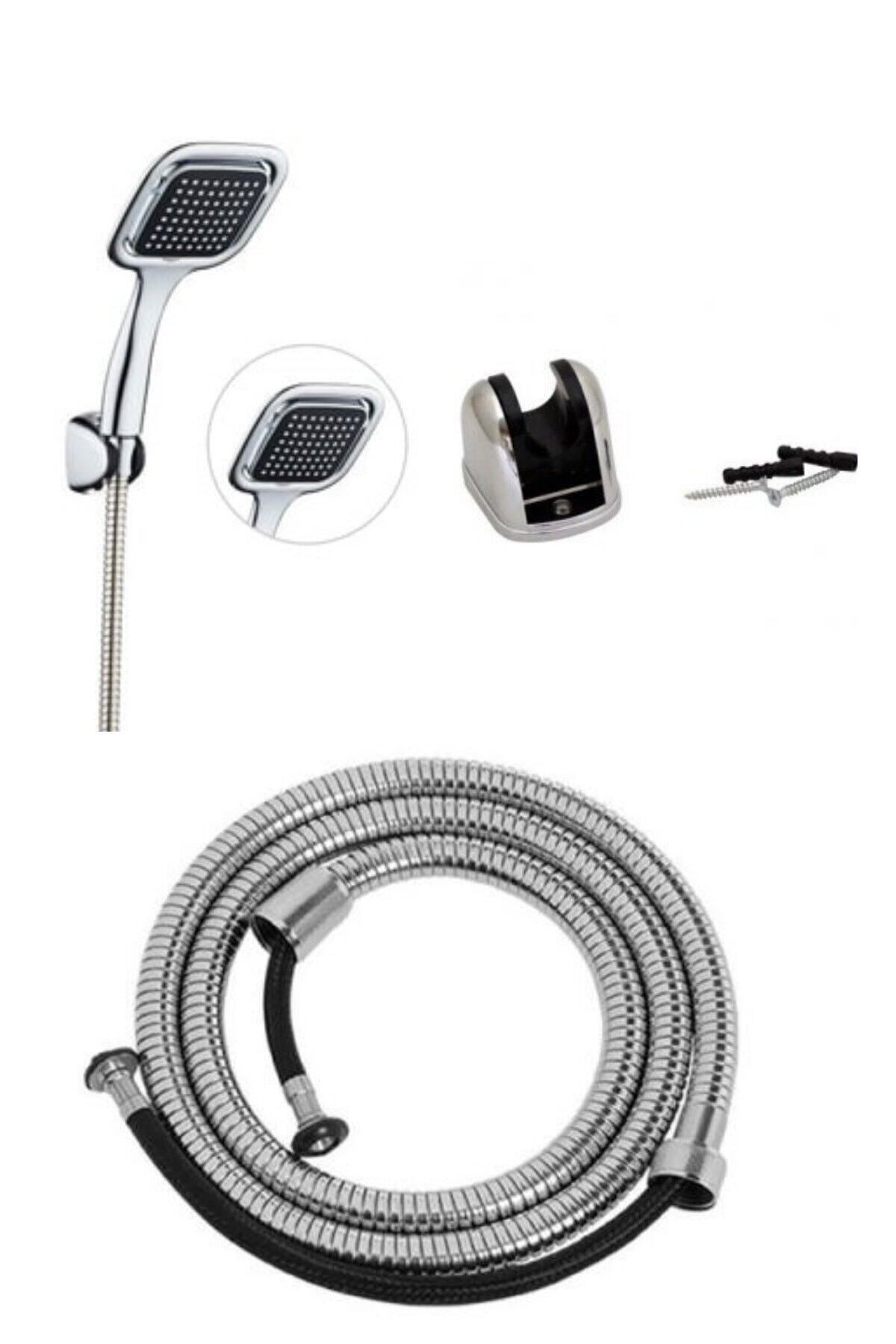 Siyah Karemsi Duş Telefonu Banyo Duş Seti Hortum Mafsal Ve Başlık Set