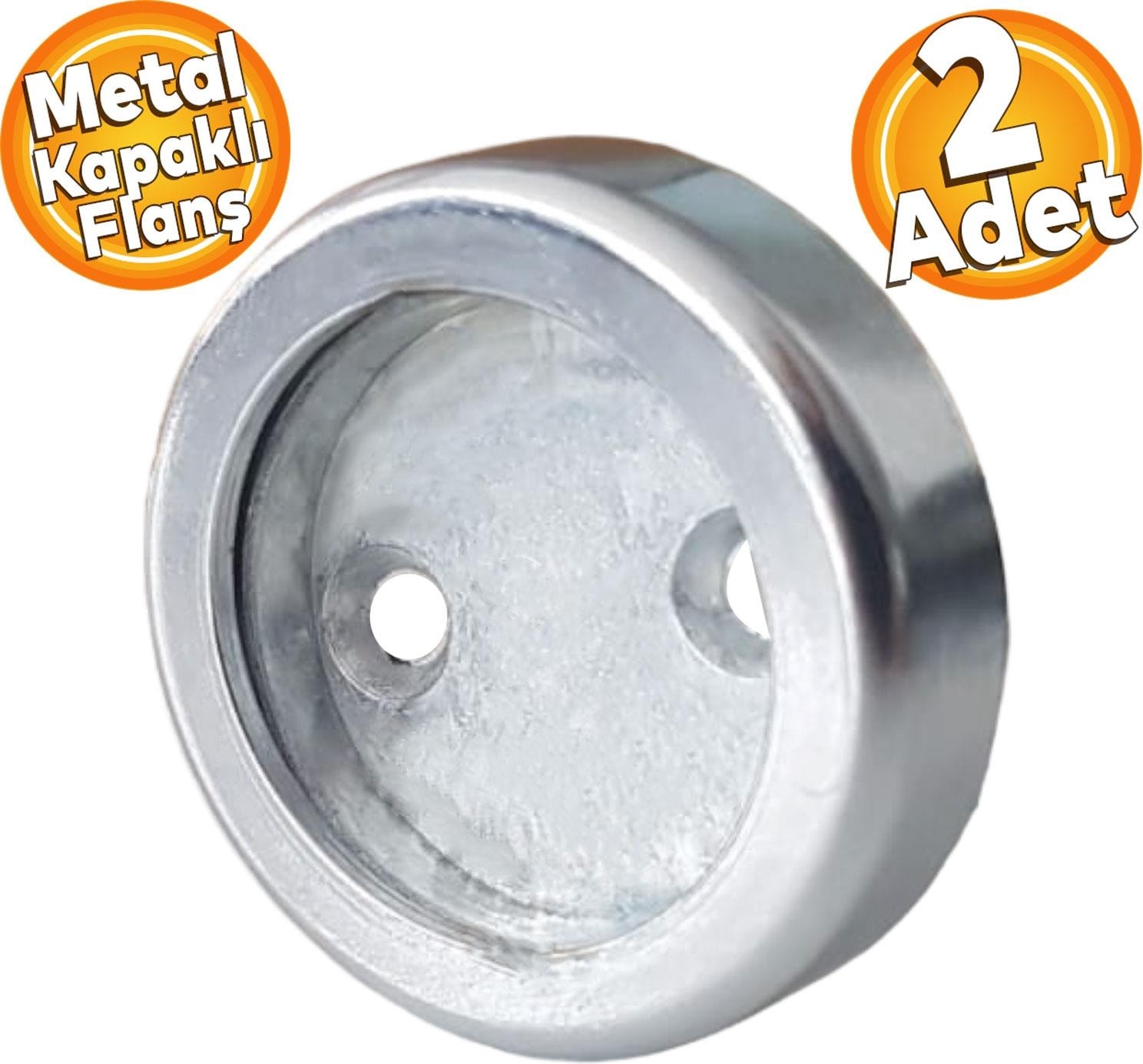 Askı Flanşı Metal Kapaklı Flanş Yuvarlak Dolap Elbise Askı Aparatı Krom (2 Adet)