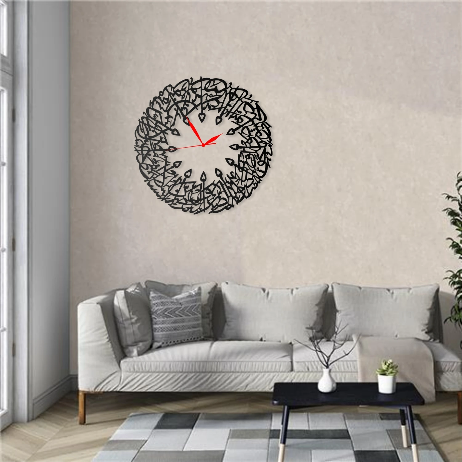 Duvar Saati Dini Islami Asr Suresi Tasarımlı Ev ve Ofis Için Dekoratif Metal Duvar Saati