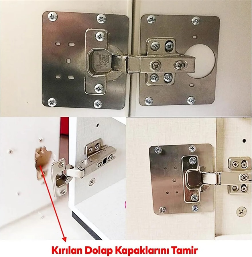 Menteşe Tamir Sacı Pratik Paslanmaz Dolap Tamir Onarım Kiti Kapak Menteşe Tamir Onarım Seti 4 Adet