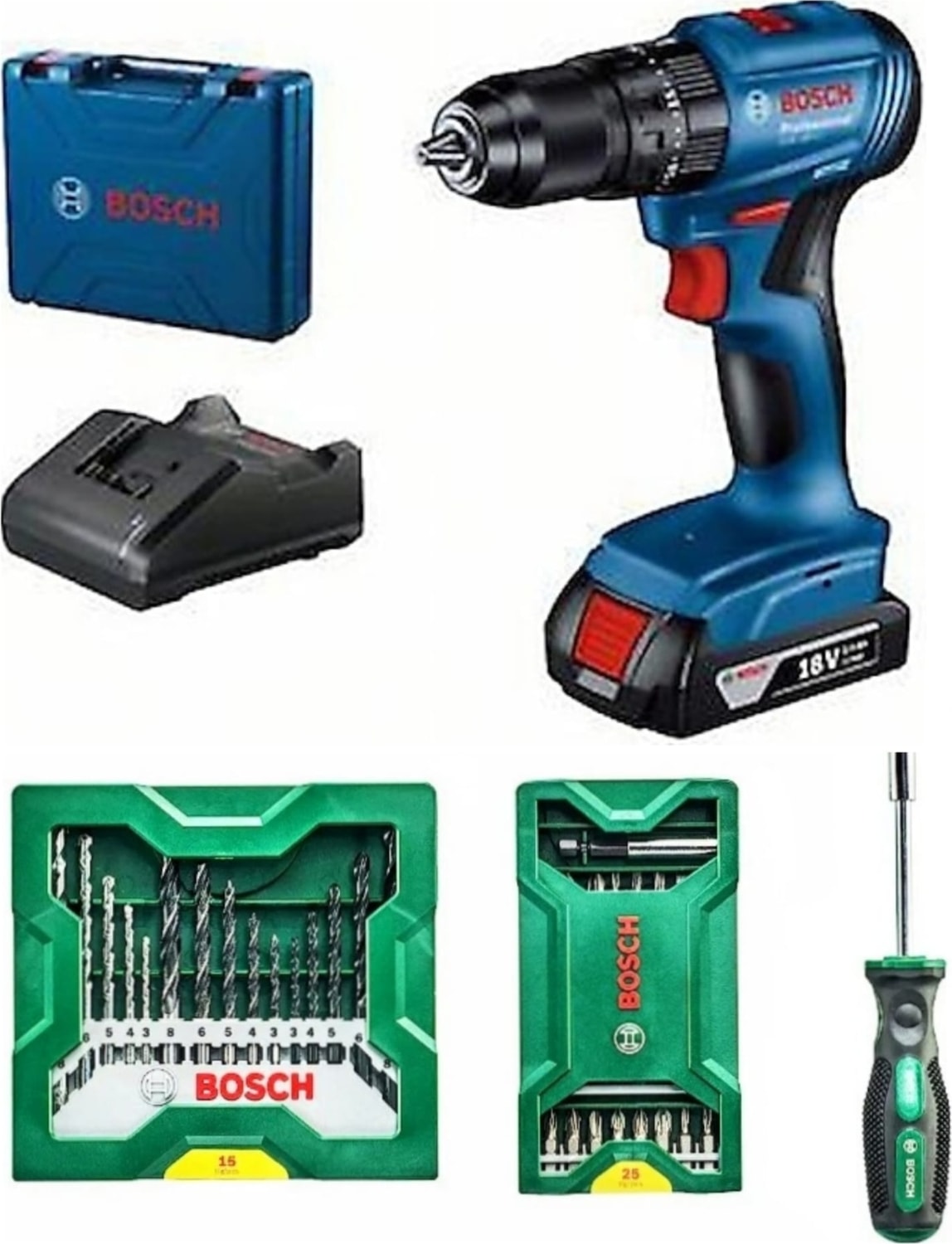 BOSCH Gsb 185 Li Tek Batarya ve 41 Parça Aksesuar Seti
