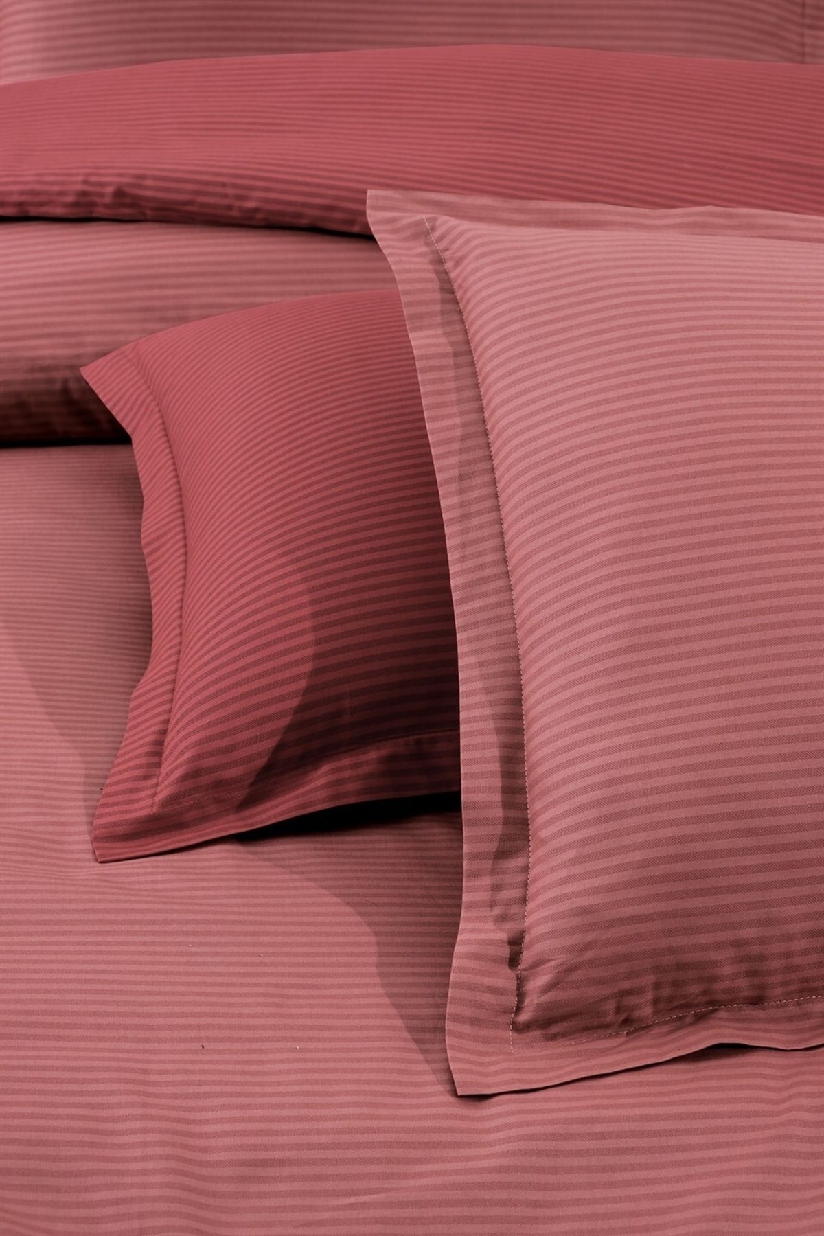 Solid Fancy Stripe Poplin Nevresim Takımı King Size V9