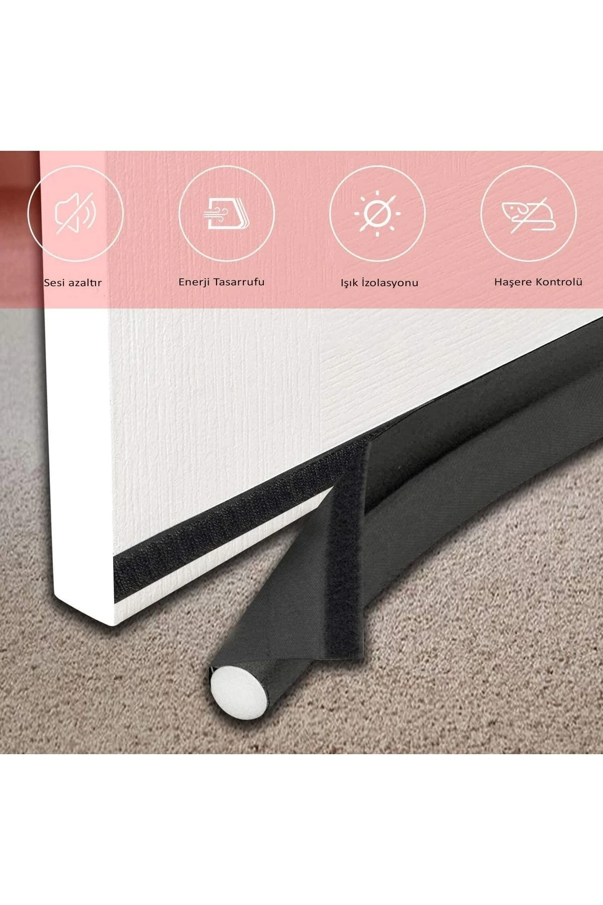 Kapı Altı Rüzgar Önleyici Sünger Kapı Altlığı Lüks Model Siyah Çelik Kapı