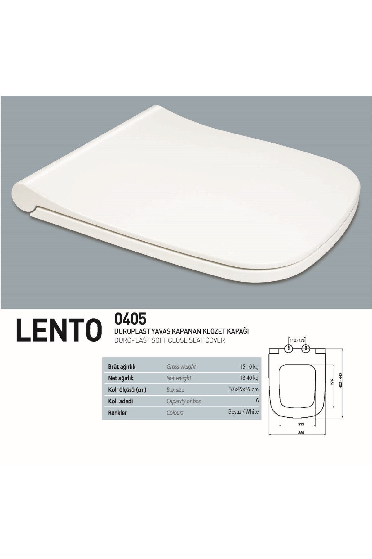 Luna Kanalsız Asma Klozet Ln5610,nkp Elegance Duroplast Yavaş Kapak