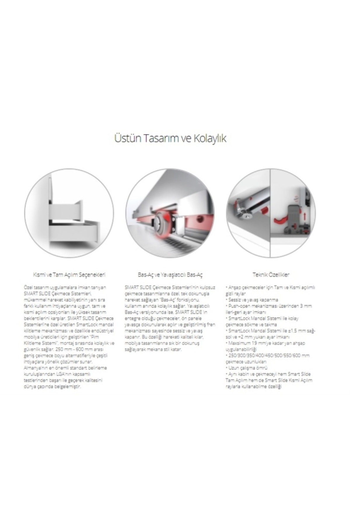 SAMET Smart Slide Kısmi Açılım 500mm