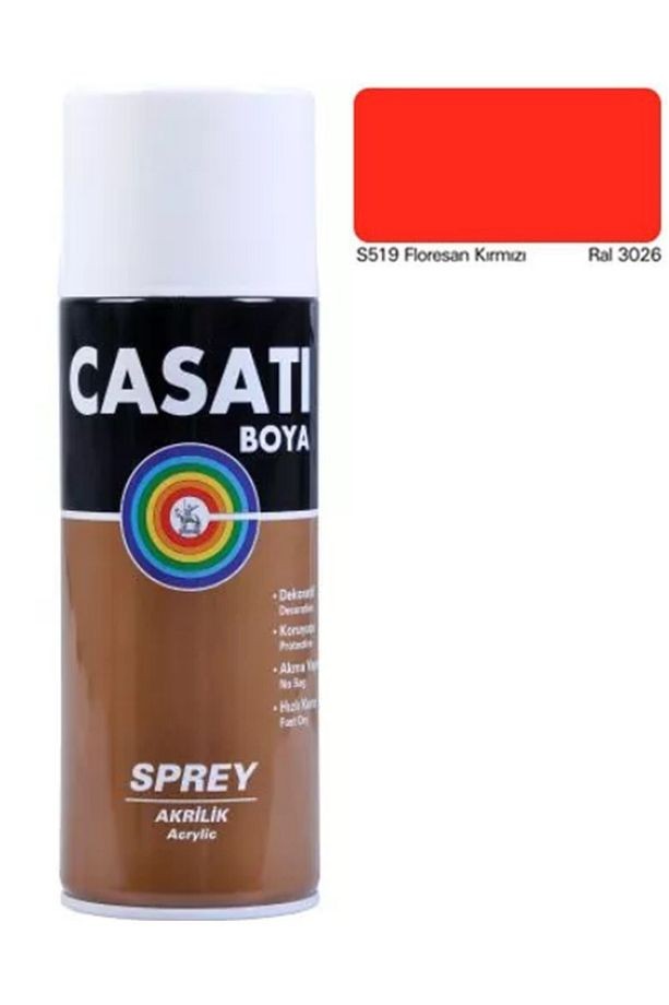 Akrilik Sprey Boya Ca519 Floresan Kırmızı Ral 3026 400 Ml