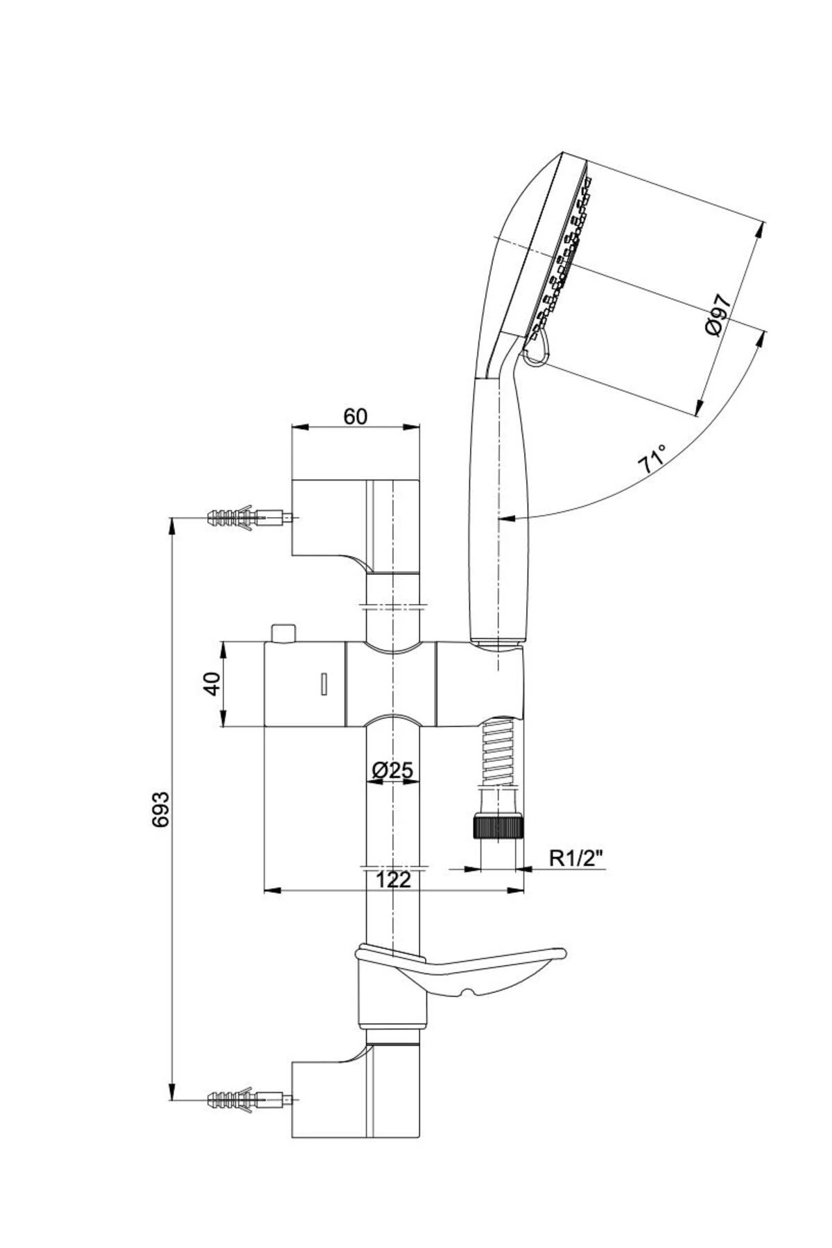 Ar Alize Hareketli Sürgülü Duş Seti Üç Fonksiyonlu 102146013