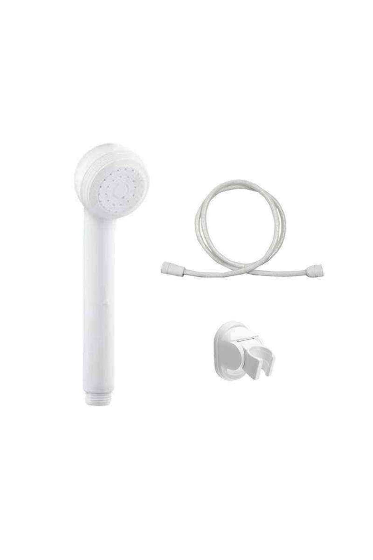 Şofben Duş Başlığı Beyaz Mafsal Ve Örgülü Garantili Hortum Duş Seti