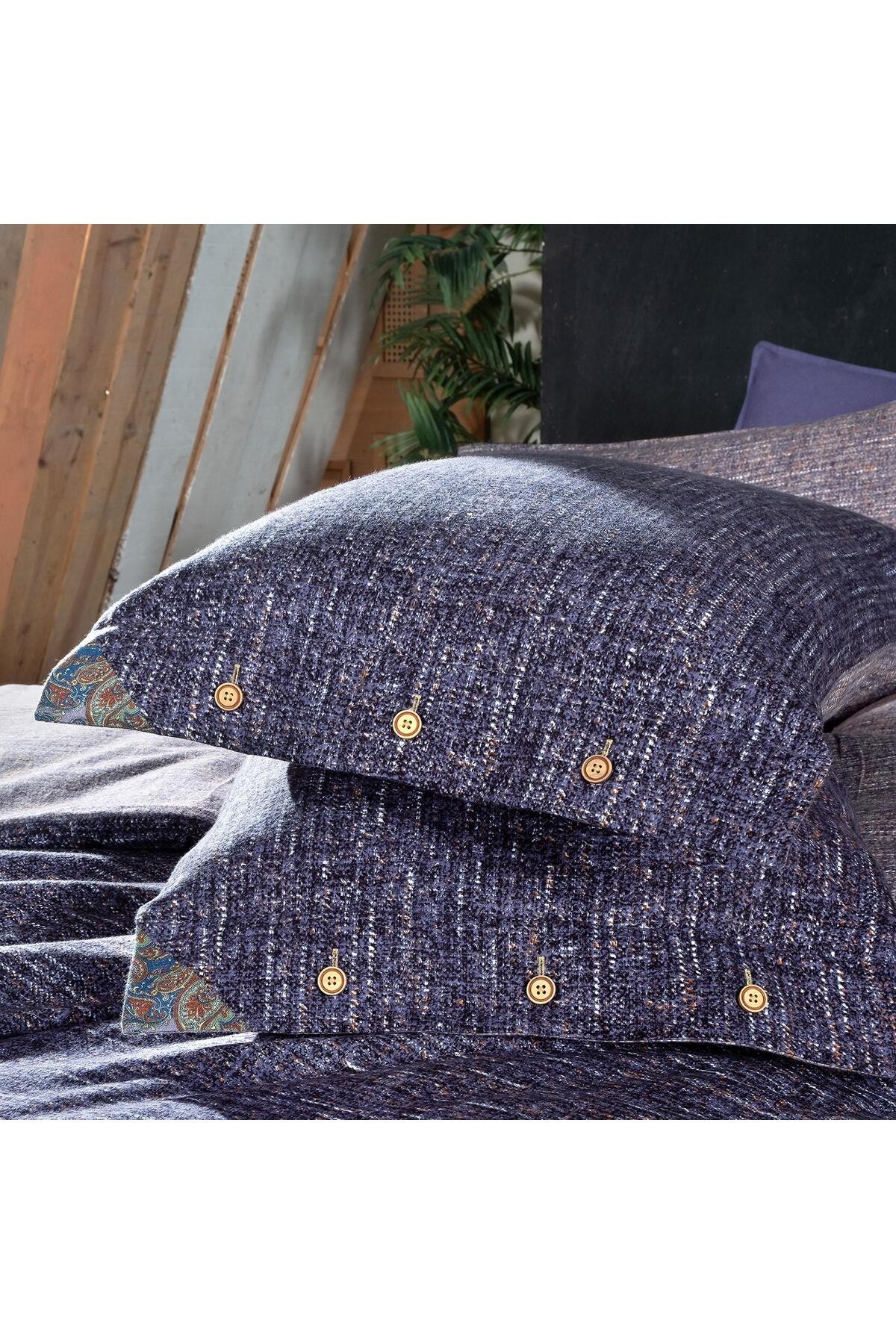 Glamis King Size (Battal Boy) %100 Pamuk Flanel (Pazen) Nevresim Takımı Lila