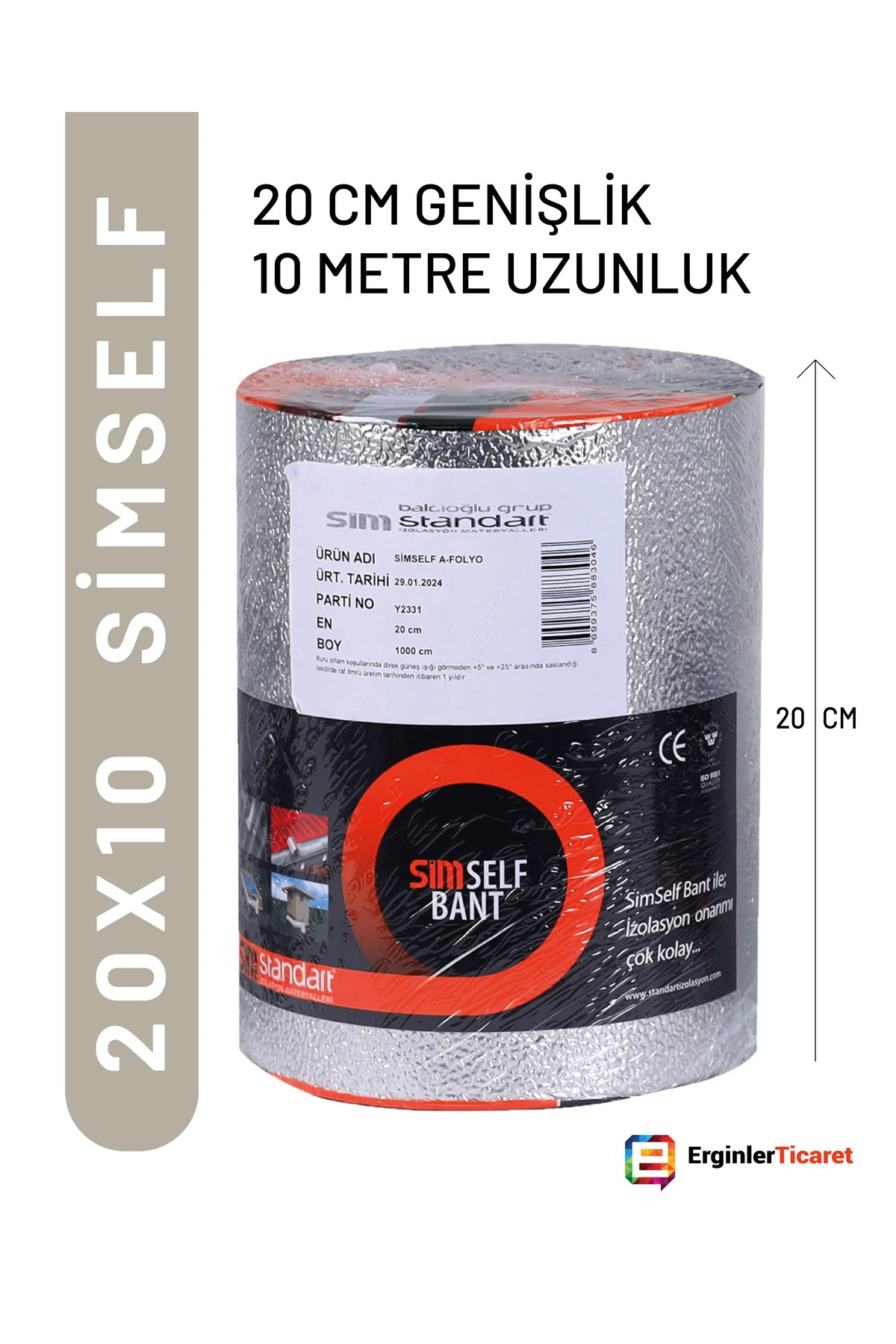 Simself Aliminyum Folyolu Çatı Su Yalıtım Izalasyonu 20  cm