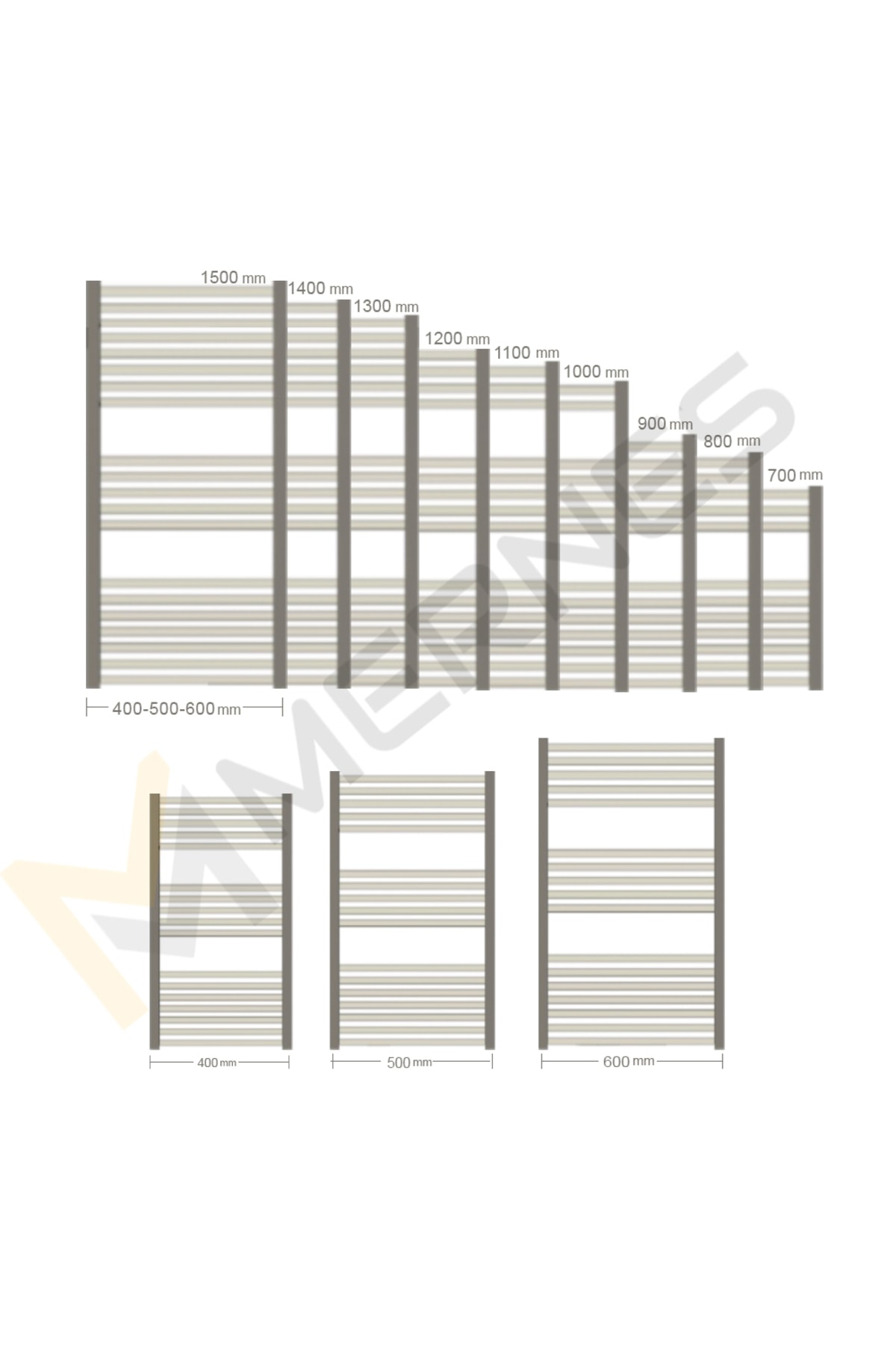 600x700mm Havlupan Radyatör Antrasit Renk 10 Borulu Mna6710 Boru Çapı 21mm.